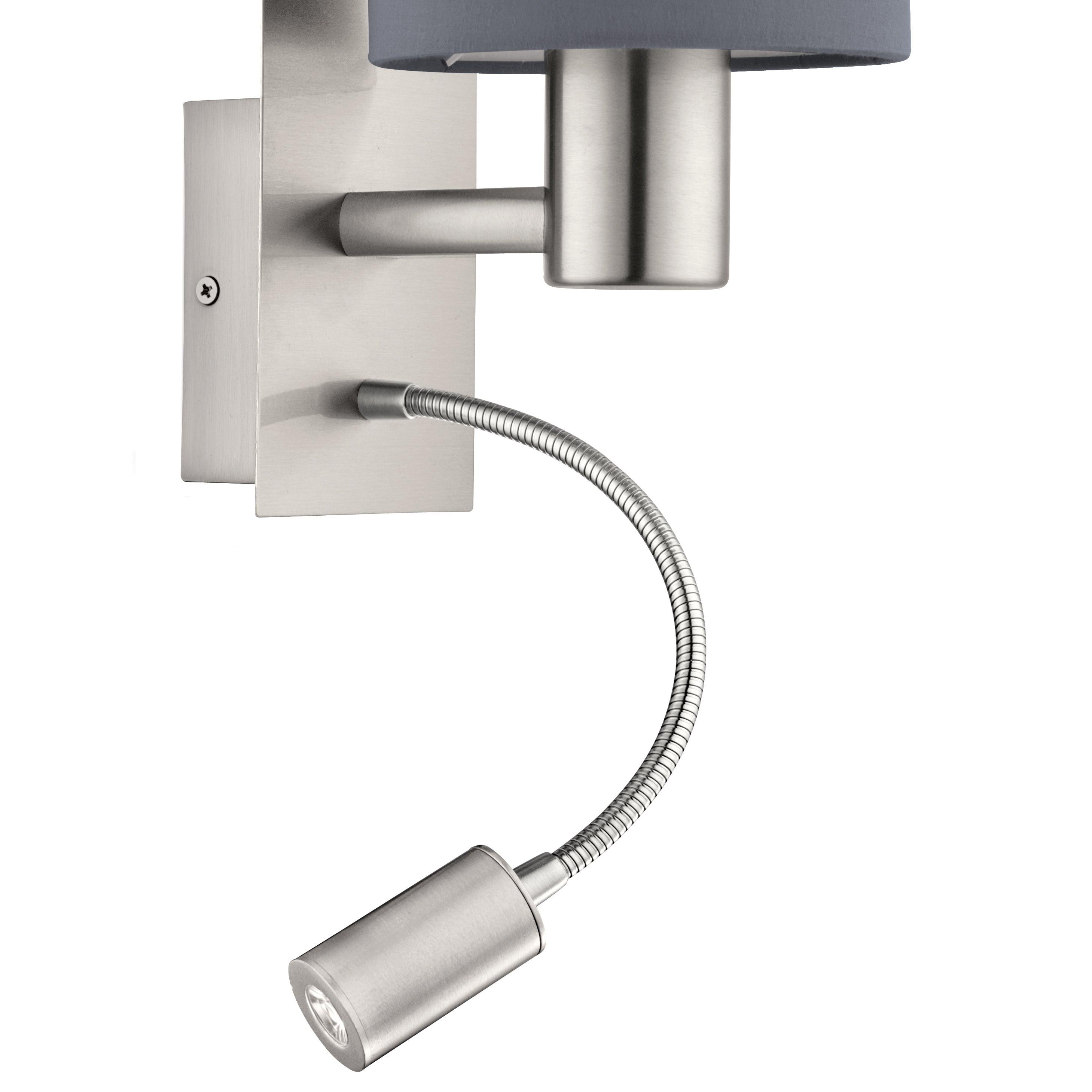 eglo pasteri nickel grey shade wall light with reading light kitchen lighting 