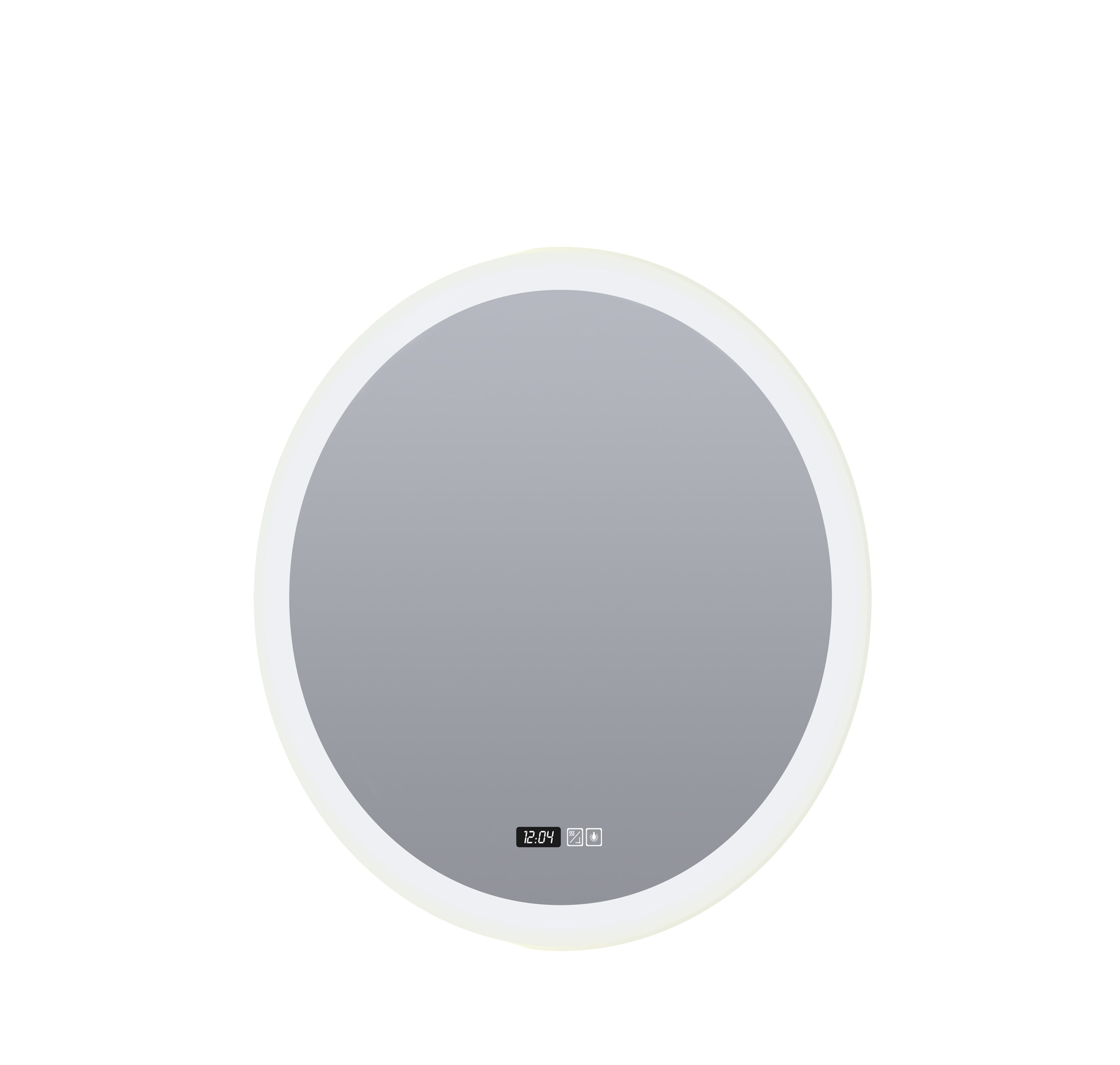 Searchlight Round Bathroom Mirror With Digital Clock & Demister Pad
