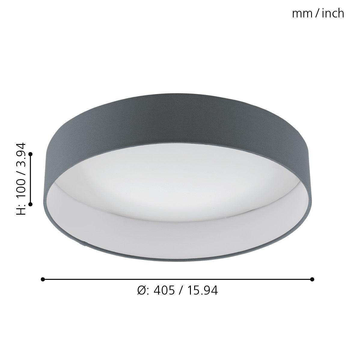 eglo palomaro 1 flush grey drum ceiling shade 40 5cm living room close up