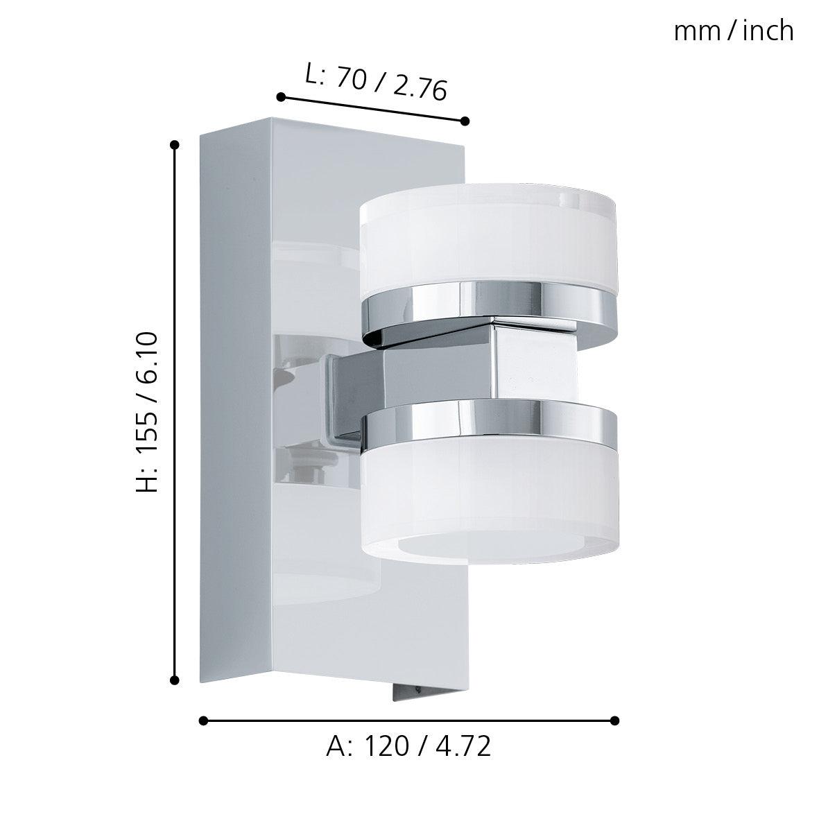 eglo romendo 1 chrome led bathroom wall light ip44 living room image