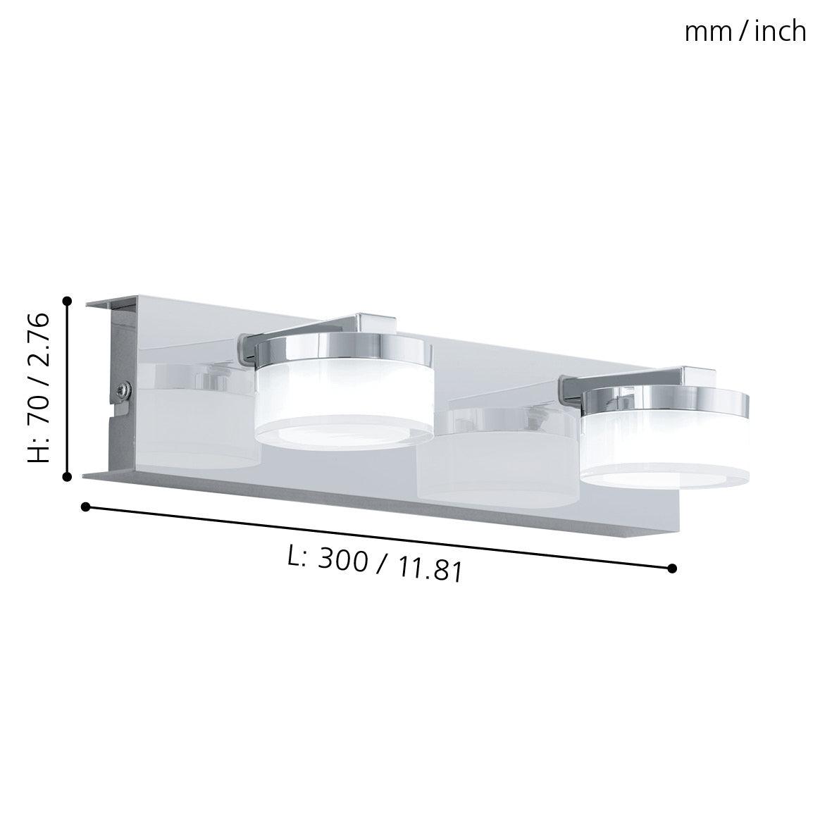 eglo romendo 1 chrome ip44 led bathroom double wall light living room image