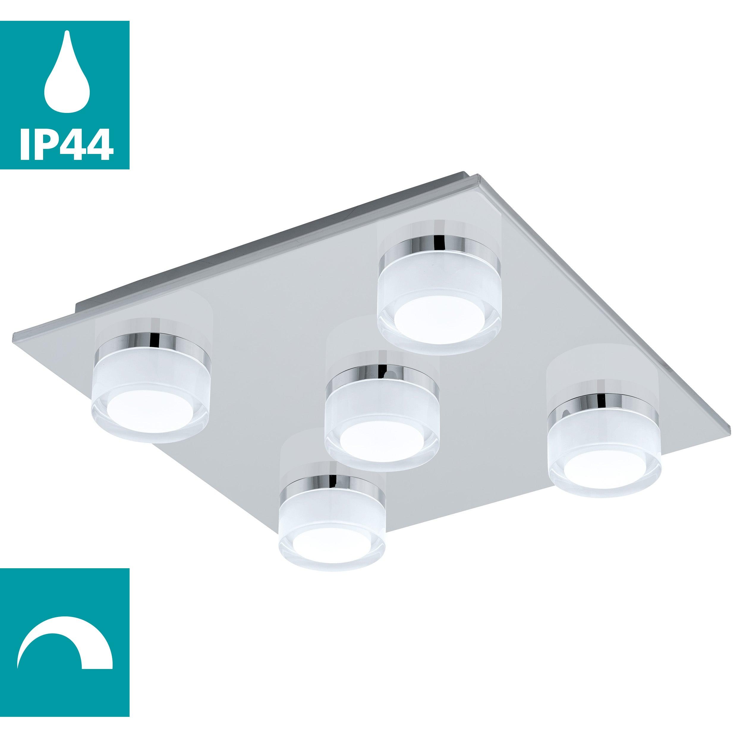 eglo romendo 1 5 light square led chrome ceiling flush living room image