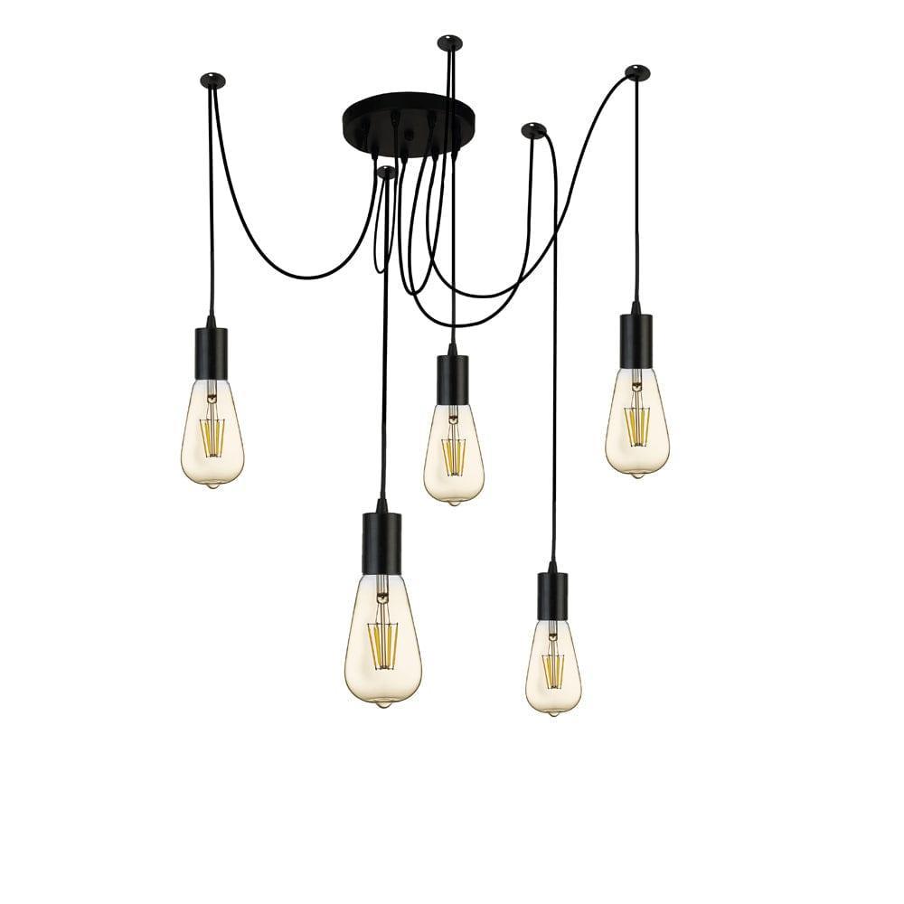 Searchlight Squiggle 5 Light Black Cable Ceiling Pendant-warehouse-180926