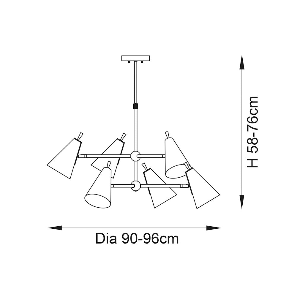 Harlesden Industrial 6 Light Black & Gold Modern Pendant