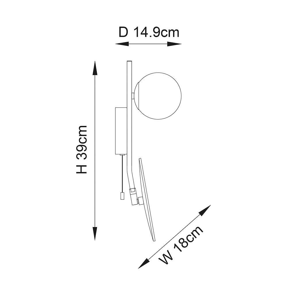Prendle Black Bathroom Wall Light With Mirror