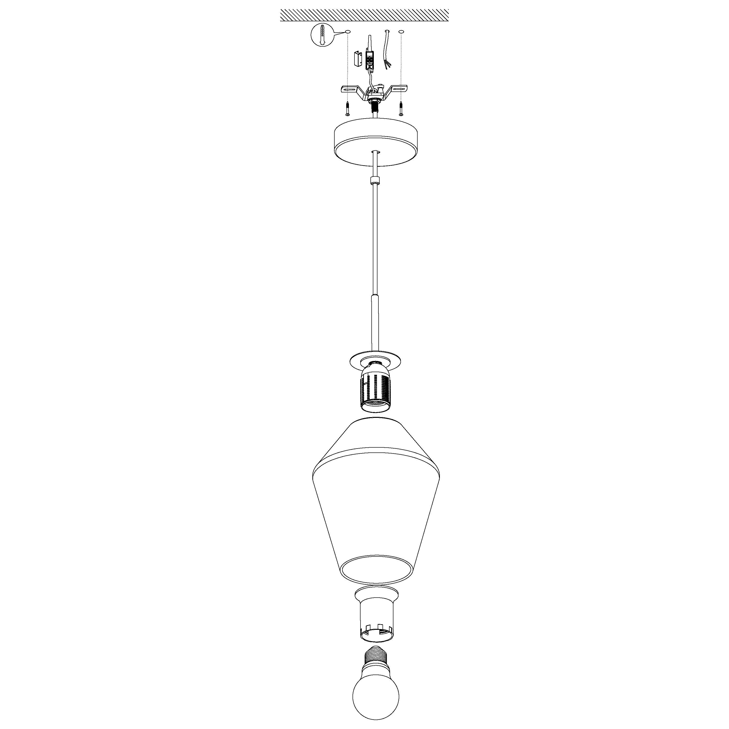 eglo murmillo conical smoked black glass ceiling pendant Kitchen Lighting Close Up