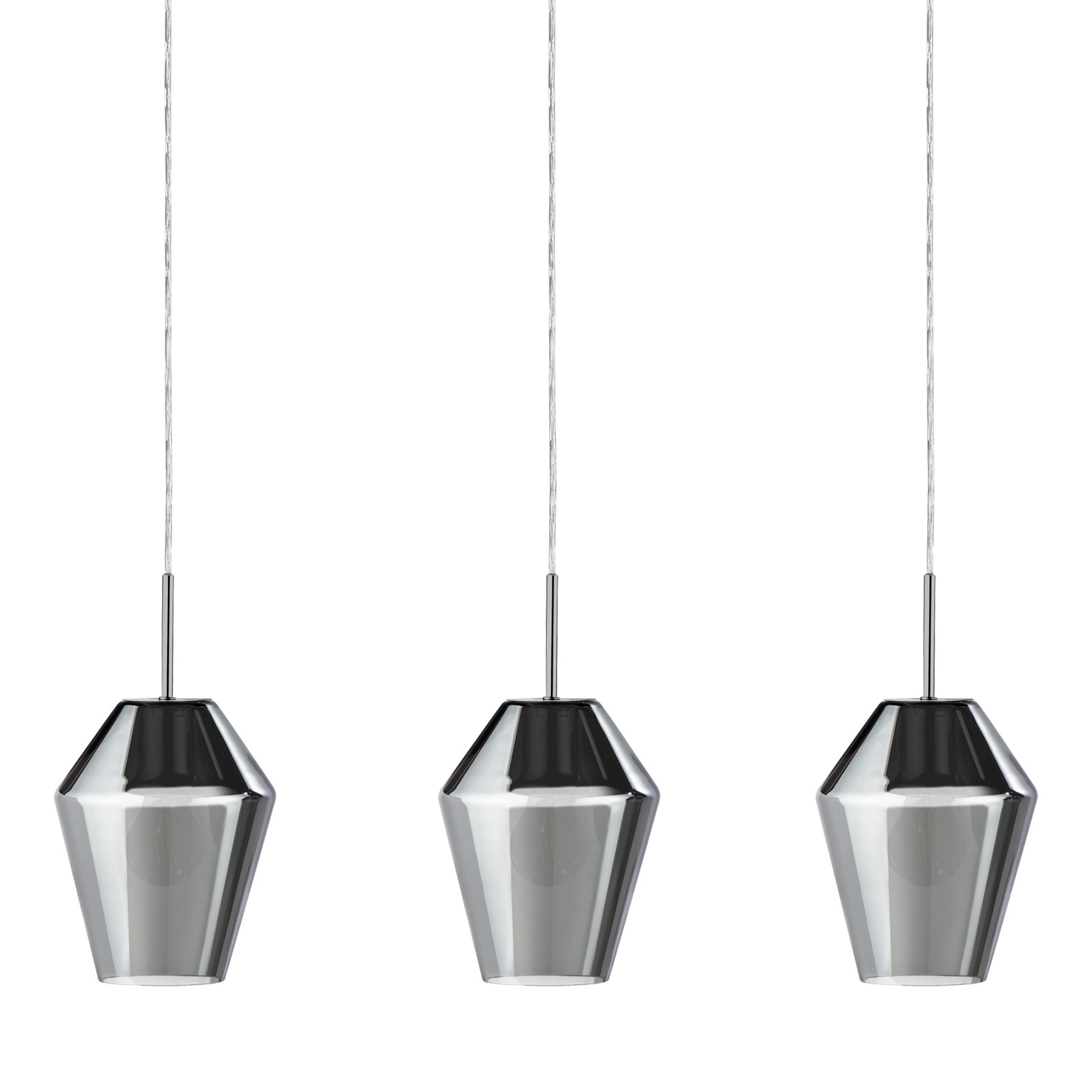 eglo murmillo 3 light conical smoked black glass pendant kitchen lighting 