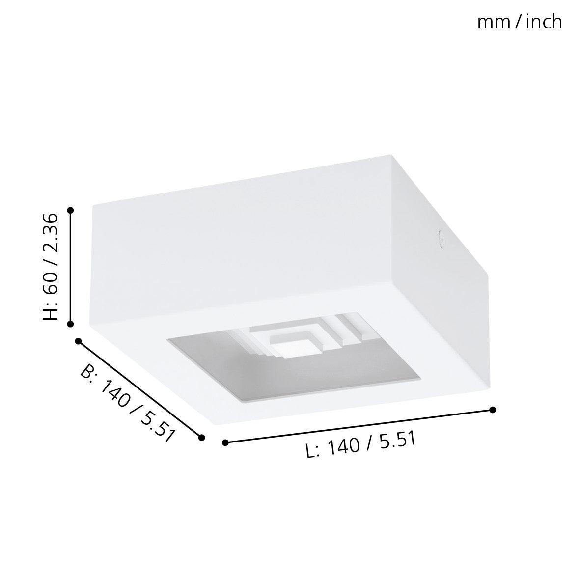 eglo ferreros square white led ceiling flush living room image