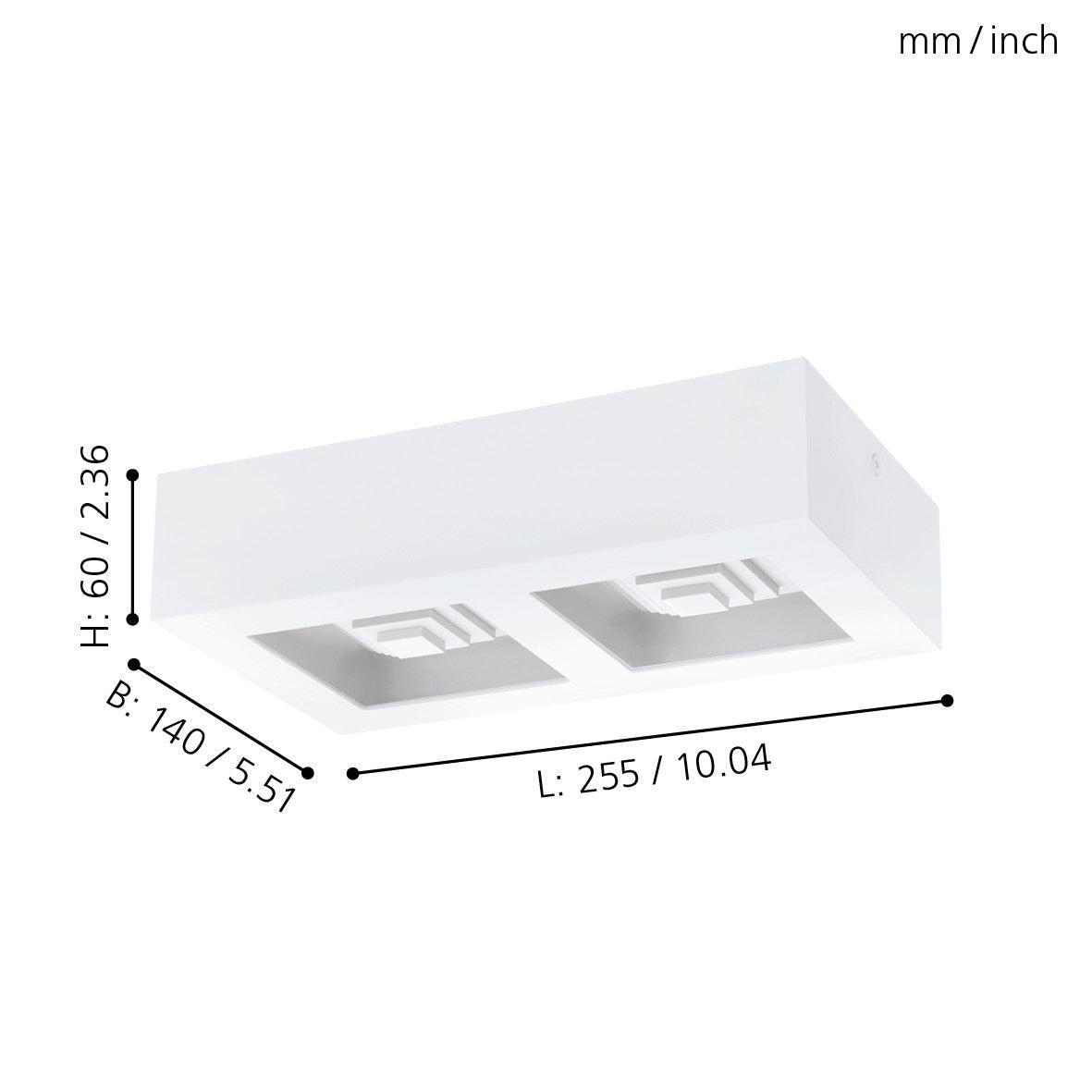 eglo ferreros rectangular white led ceiling flush living room image