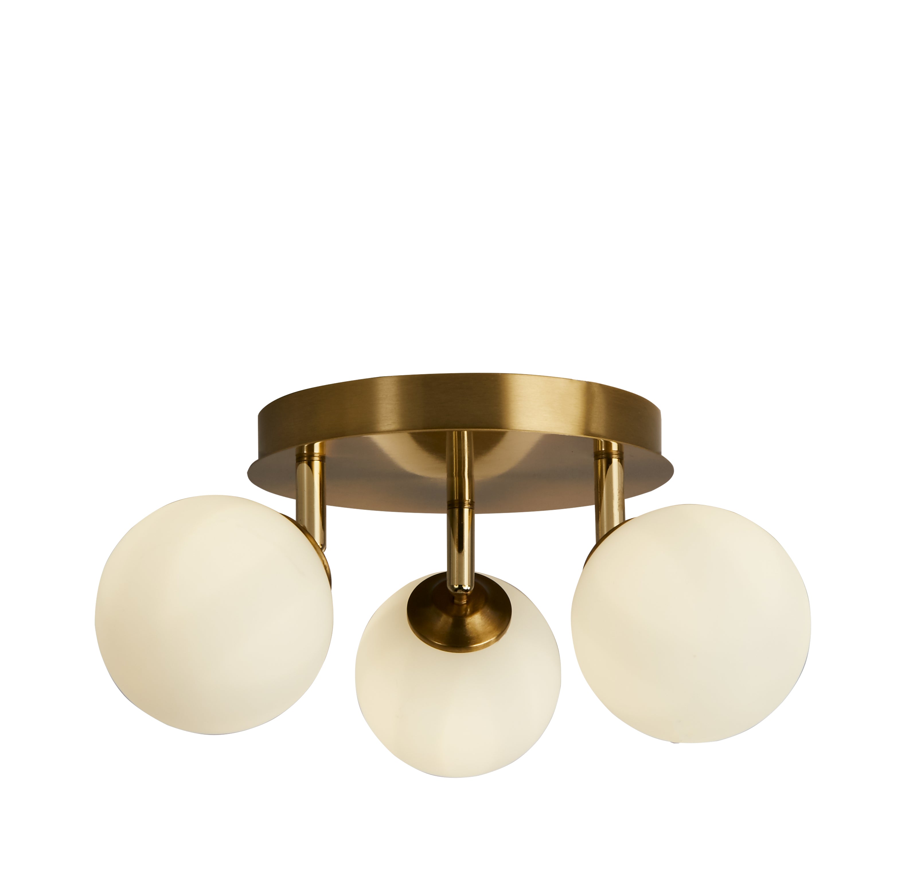 Searchlight Crosby Gold 3 Light Semi-Flush - Opal Glass Shades
