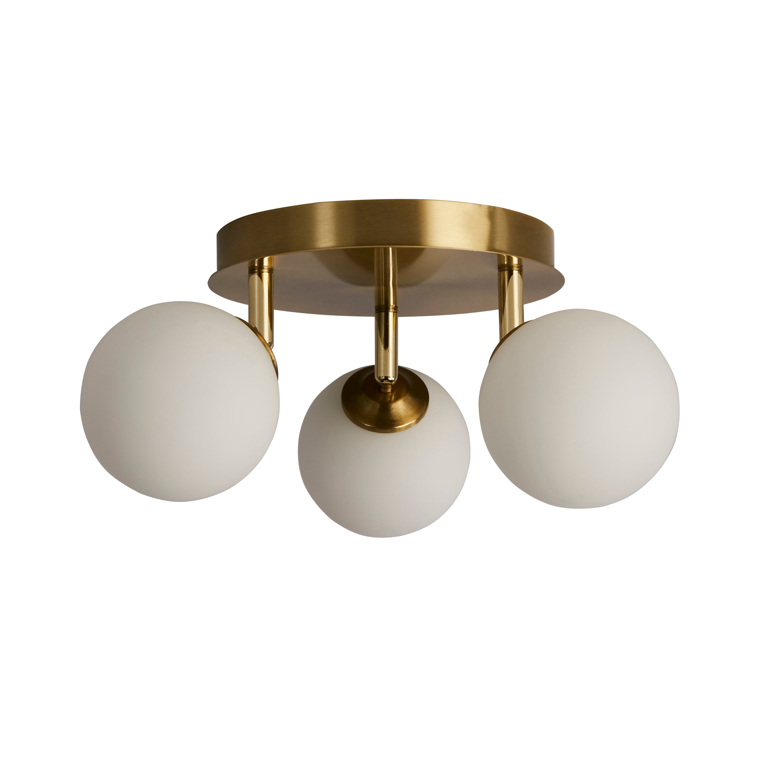 Searchlight Crosby Gold 3 Light Semi-Flush - Opal Glass Shades