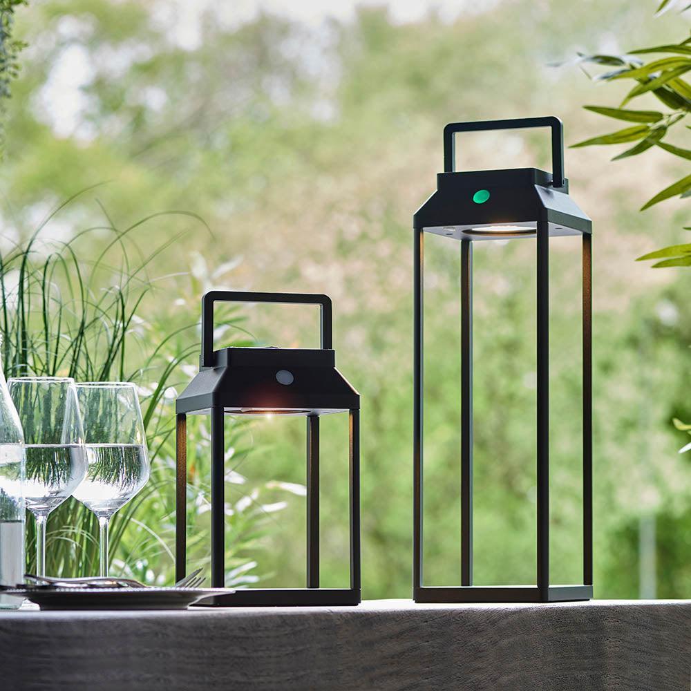 Endon Linterna 1 Light Solar Outdoor Black Table Lamp-warehouse-180926