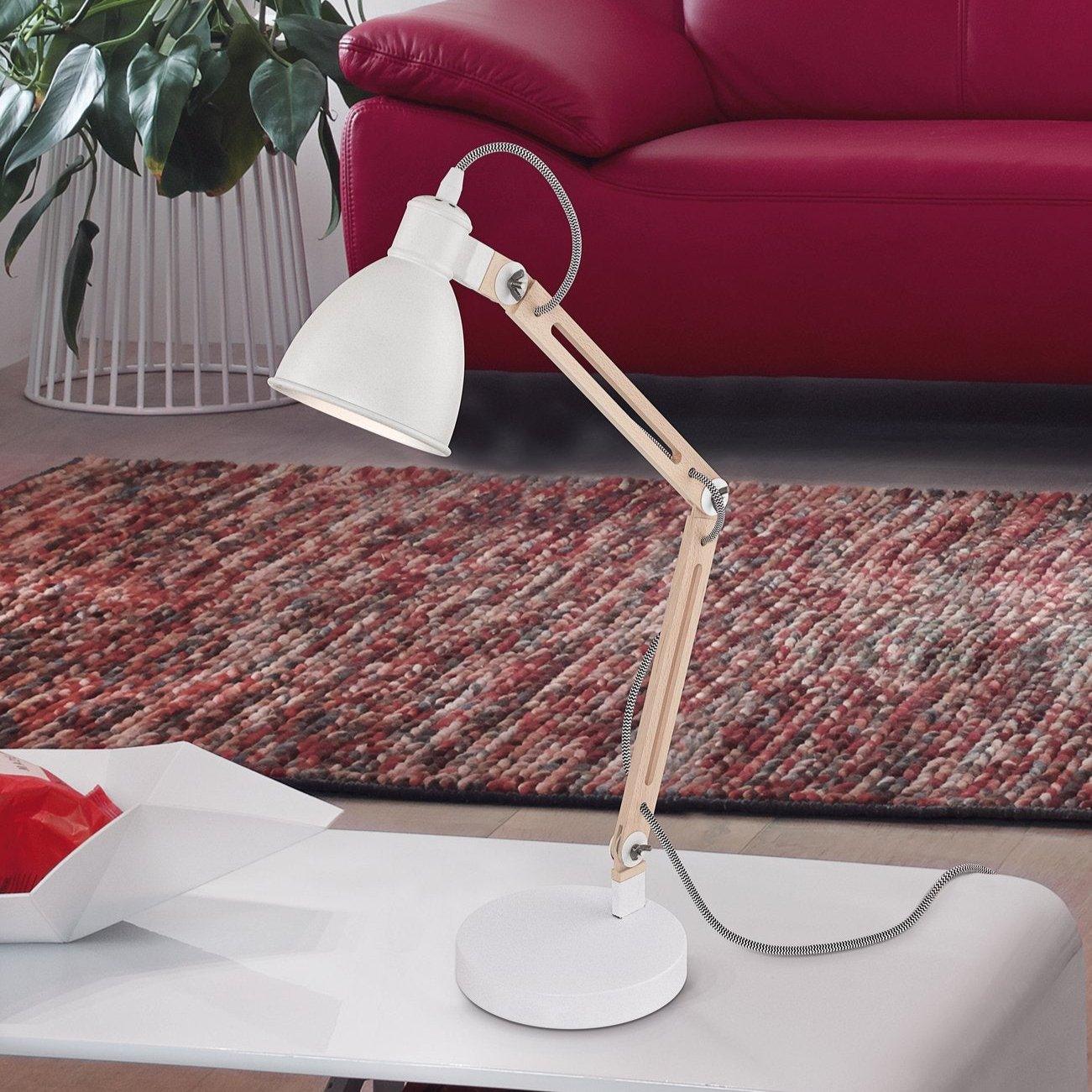 eglo torona 1 white metal rubber wood table lamp