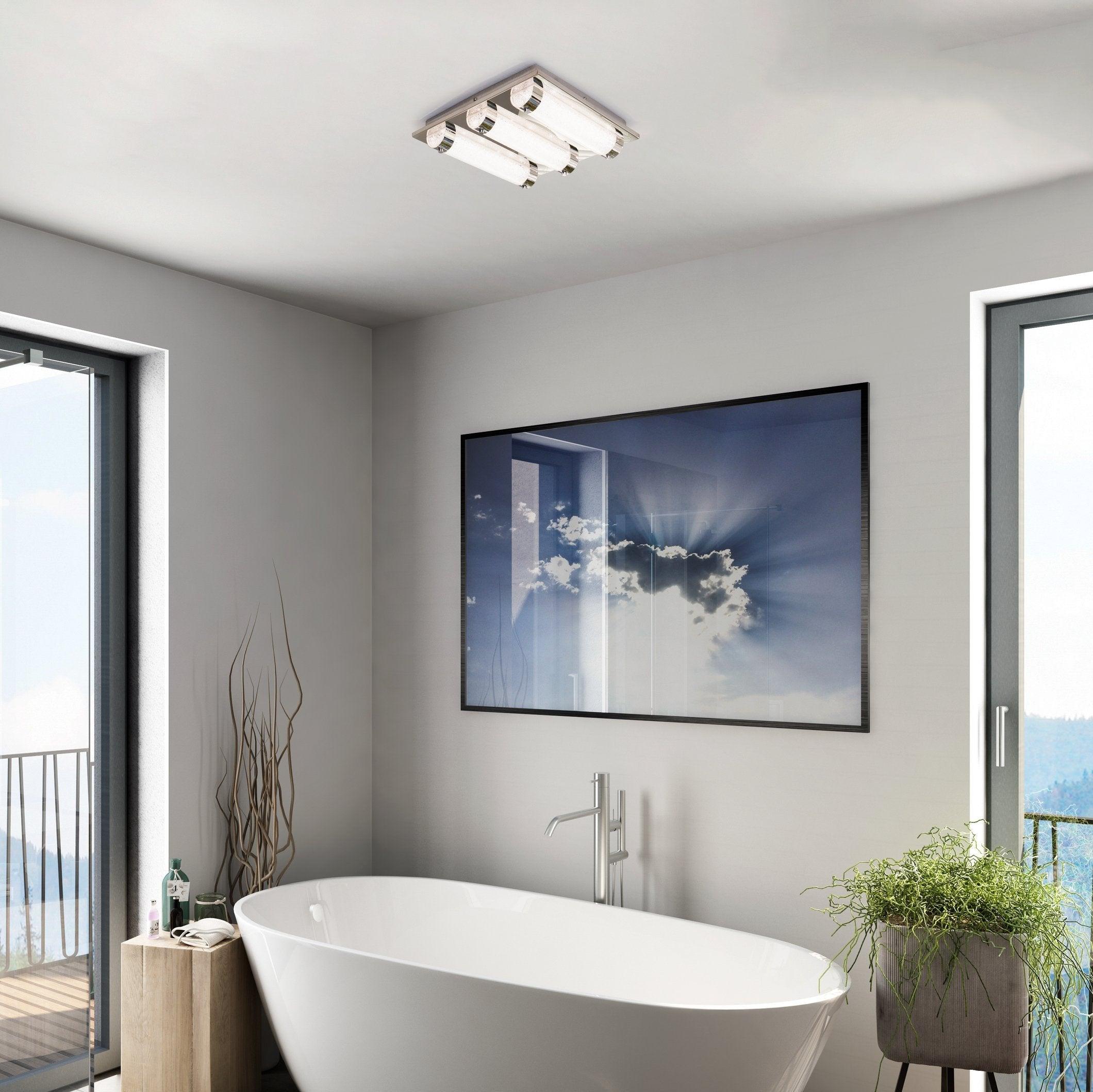 eglo tolorico 3 light ip44 chrome crystal bathroom flush living room image