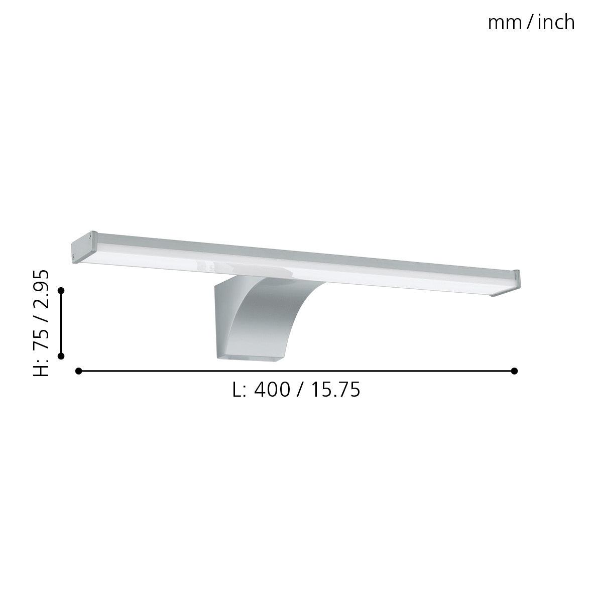 eglo pandella 2 silver ip44 sensor bathroom wall mirror light living room close up