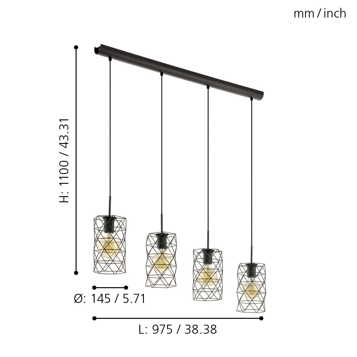 eglo estevau dark brown wire shaded bar ceiling pendant kitchen lighting 
