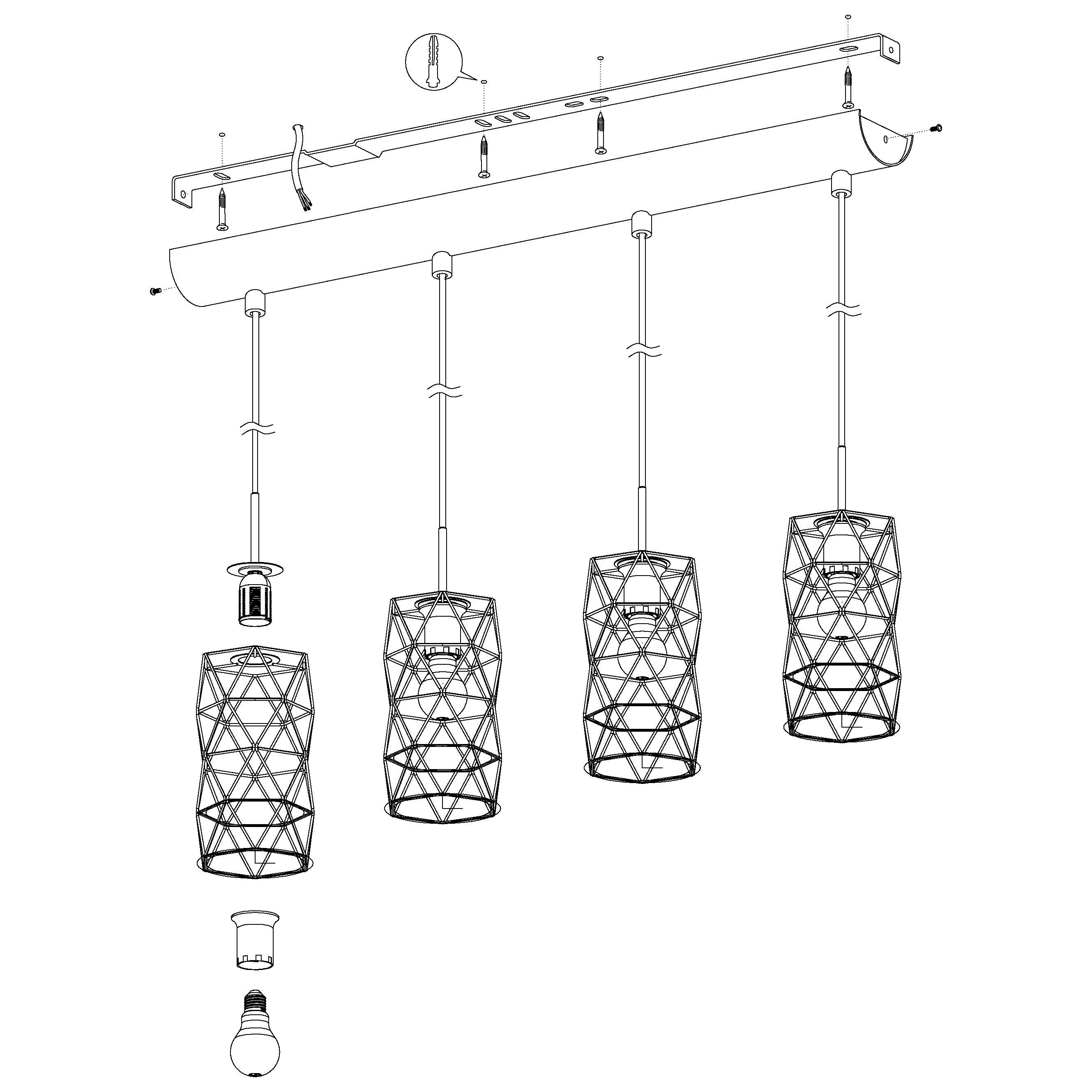 eglo estevau dark brown wire shaded bar ceiling pendant Kitchen Lighting Close Up