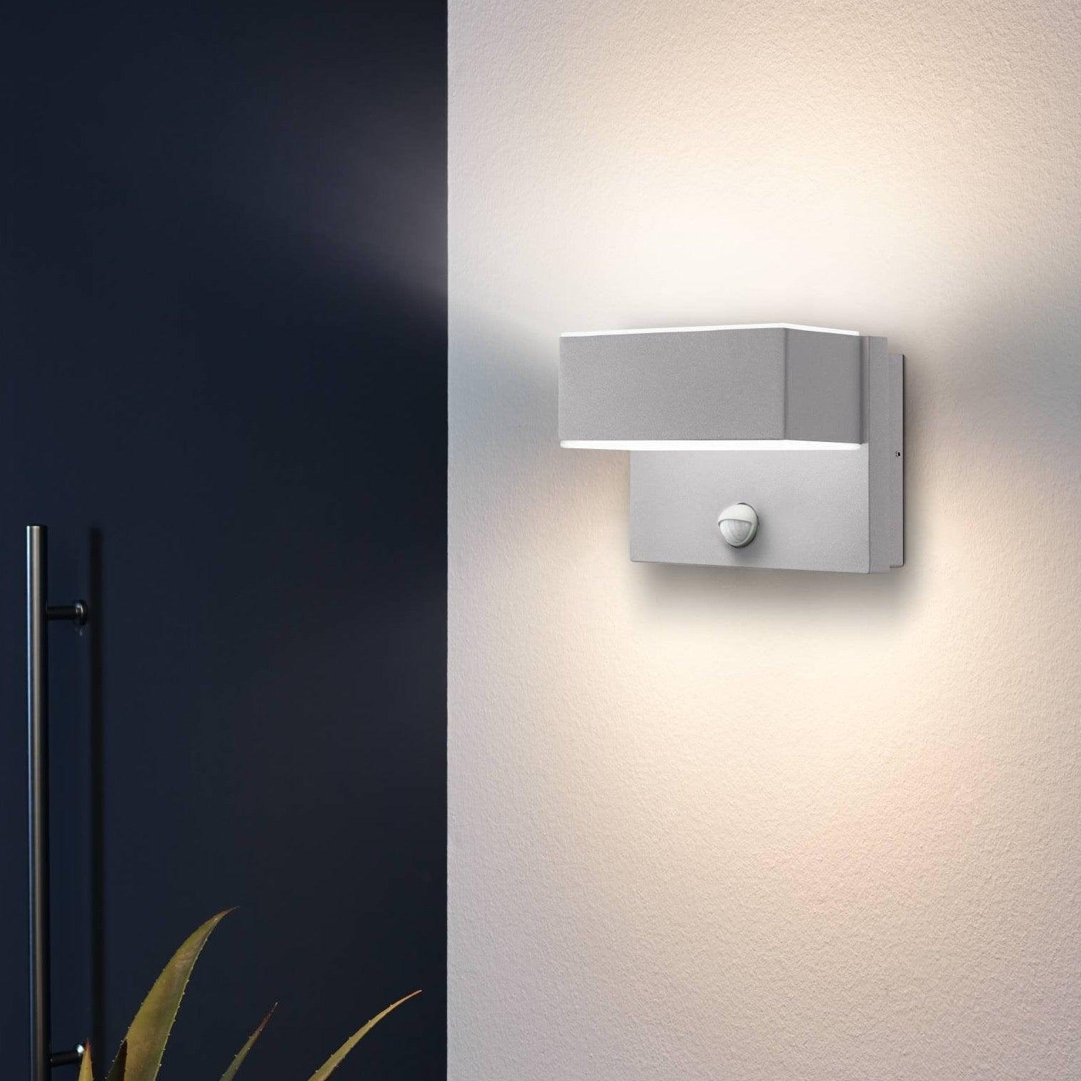 eglo azzinano silver led outdoor wall light day night sensor