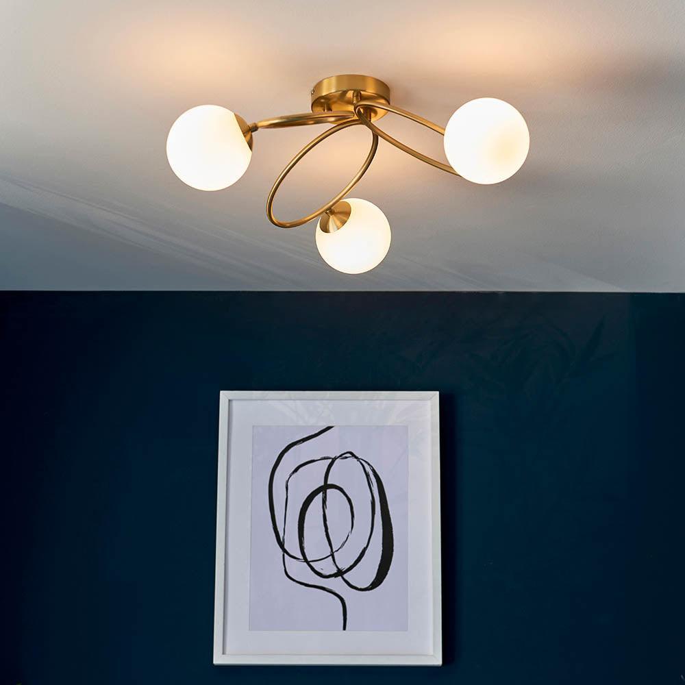 Endon Ellipse 3 Light Brass Finish Semi Flush Ceiling Light-warehouse-180926