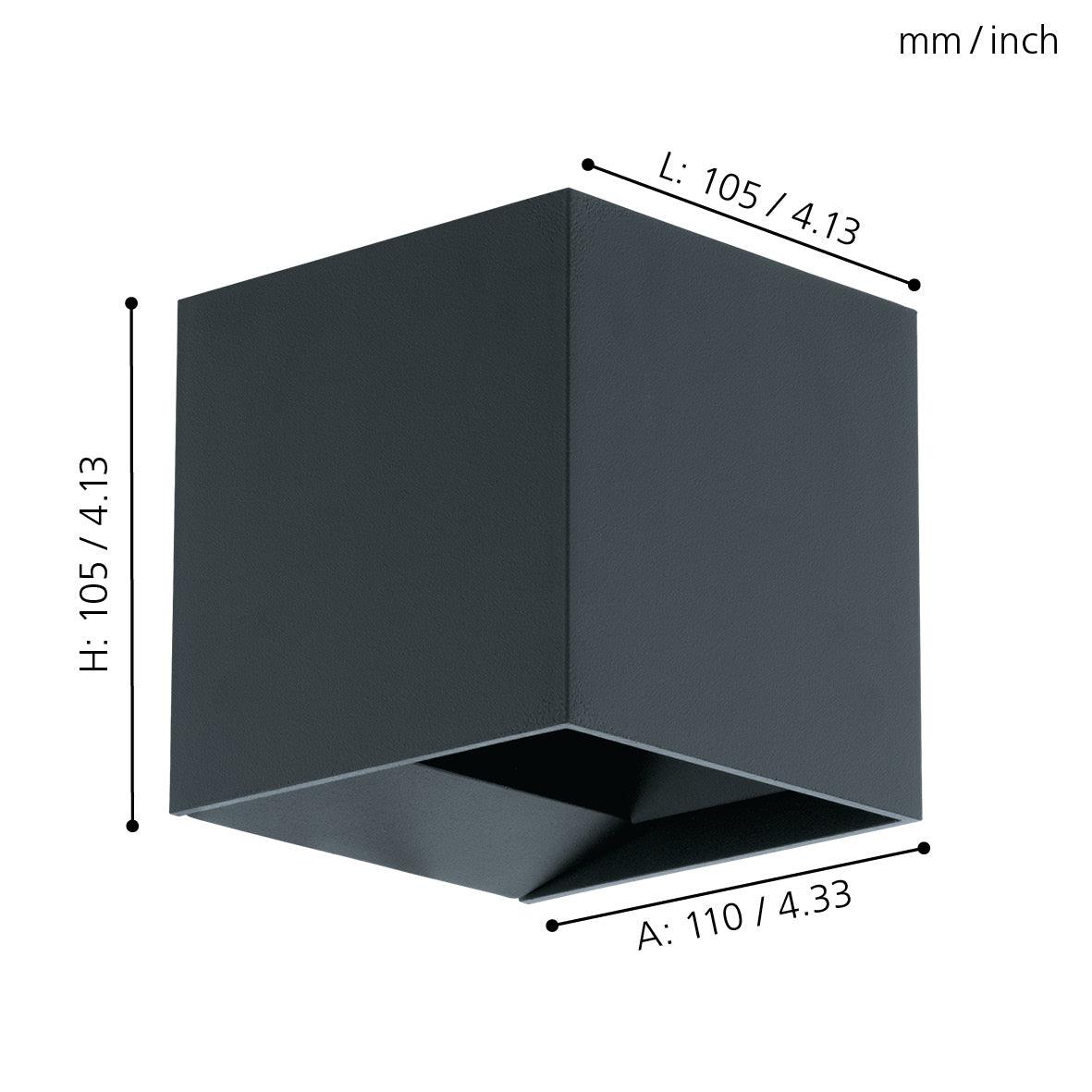 eglo calpino ip54 grey square outdoor led wall light Kitchen Lighting Close Up