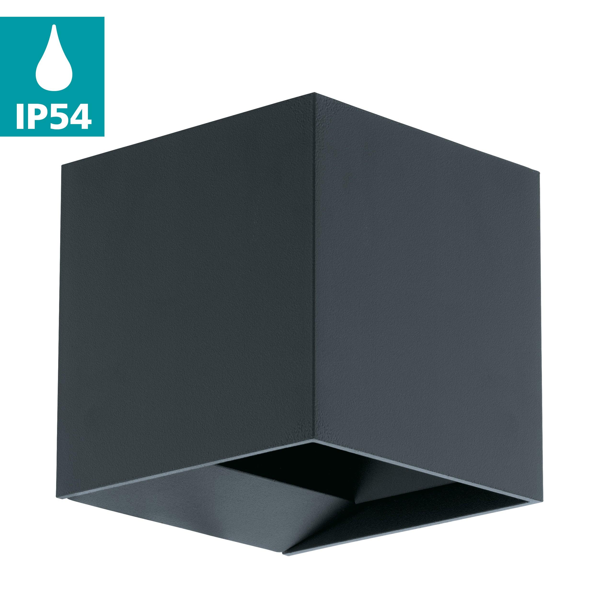 eglo calpino ip54 grey square outdoor led wall light hallway lighting 