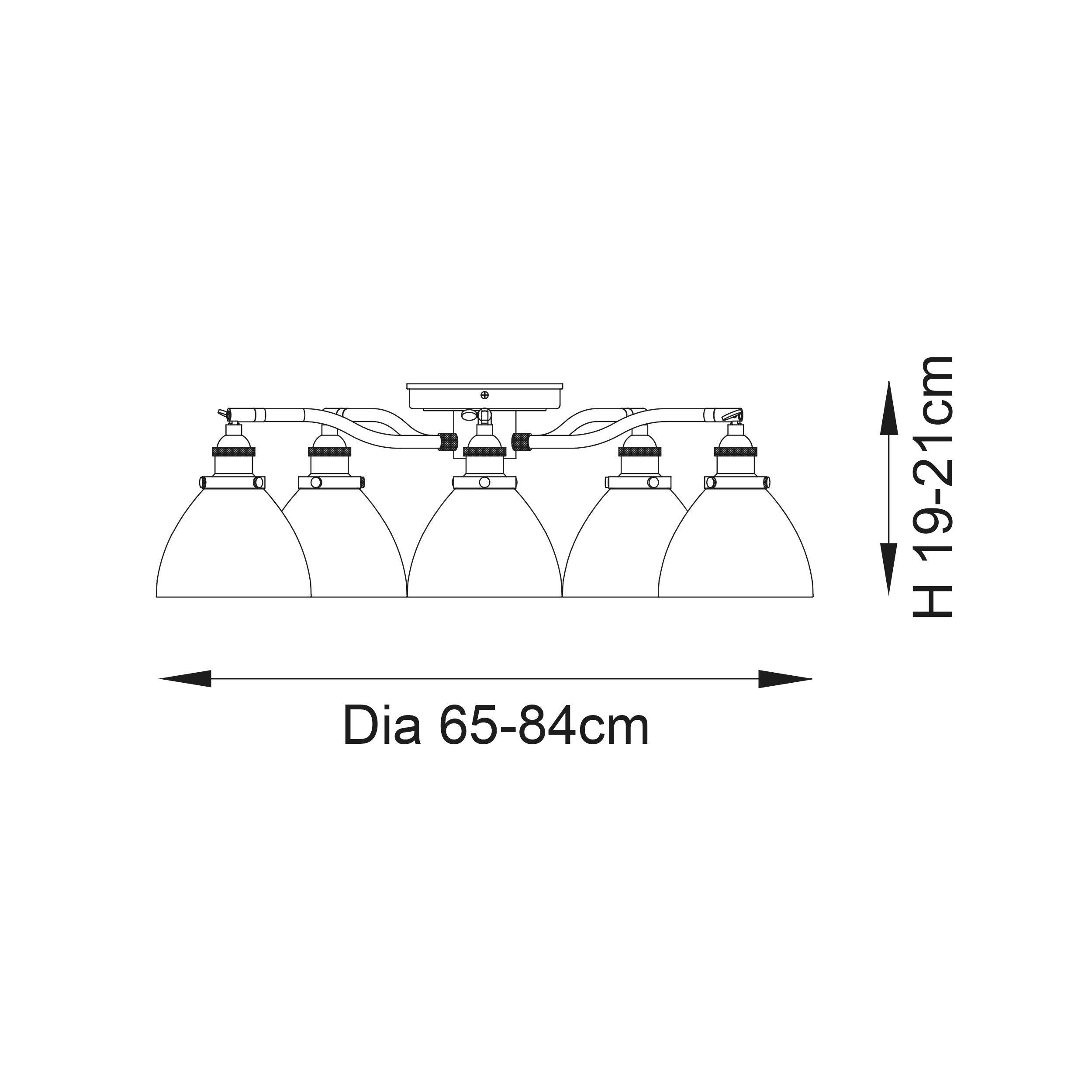 Endon Hansen 5 Light Brass Semi-Flush Ceiling Light - Open Box-130226