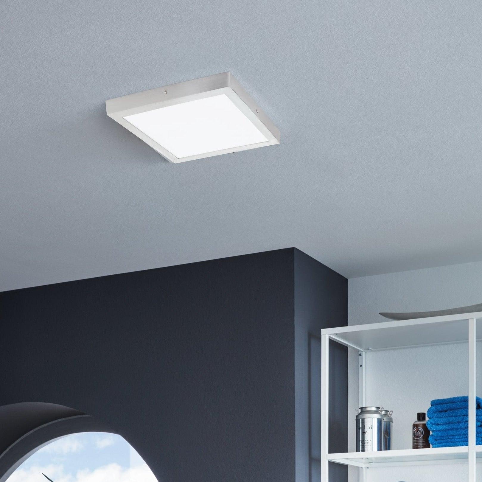 eglo fueva 1 led silver square flush ceiling light
