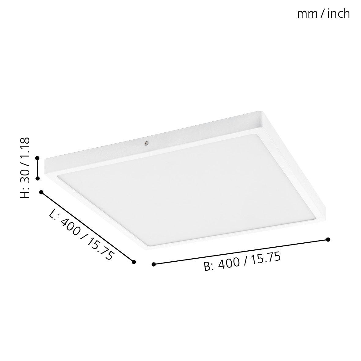 eglo fueva 1 led white square flush ceiling light 30cm living room close up