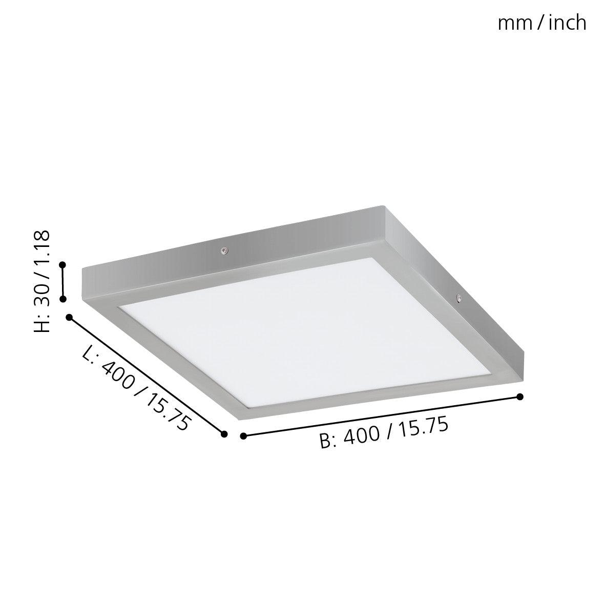 eglo fueva 1 led silver square flush ceiling light 30cm living room close up