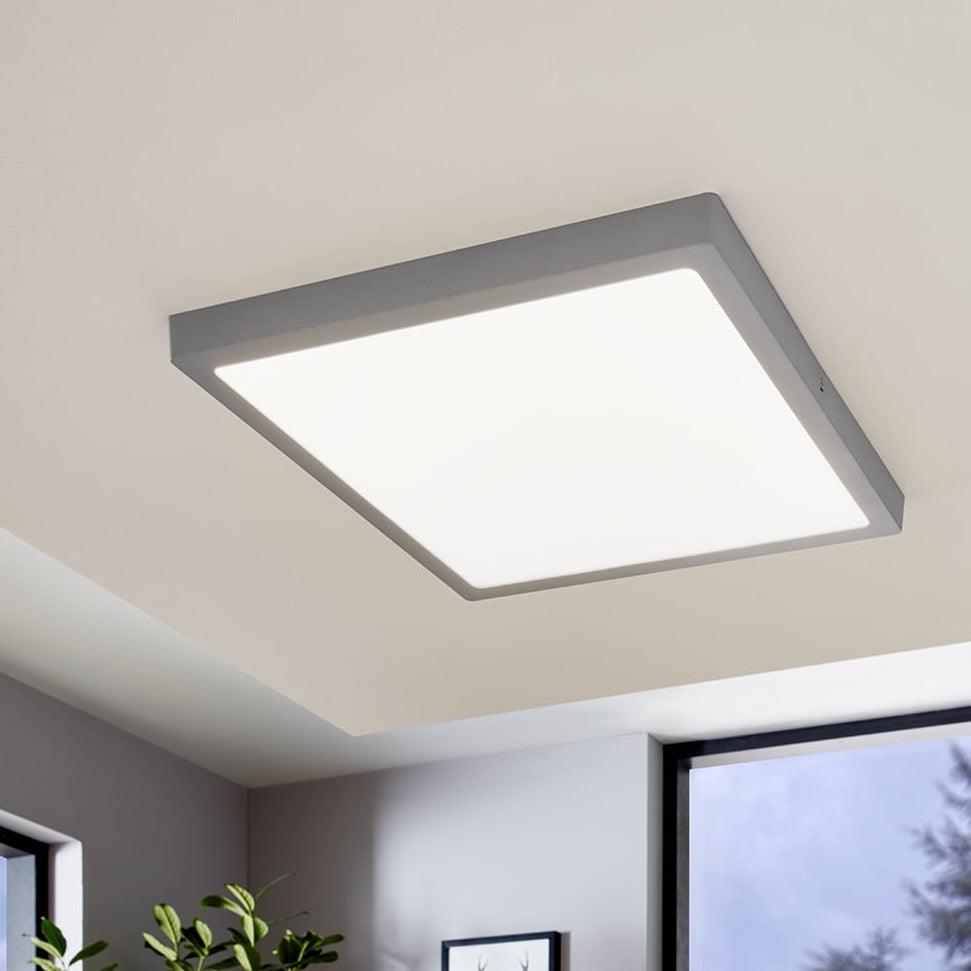 eglo fueva 1 led silver square flush ceiling light 30cm