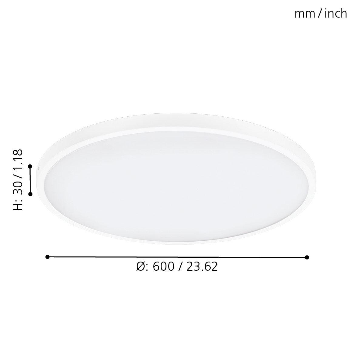 eglo fueva 1 led white flush ceiling light 60cm living room close up