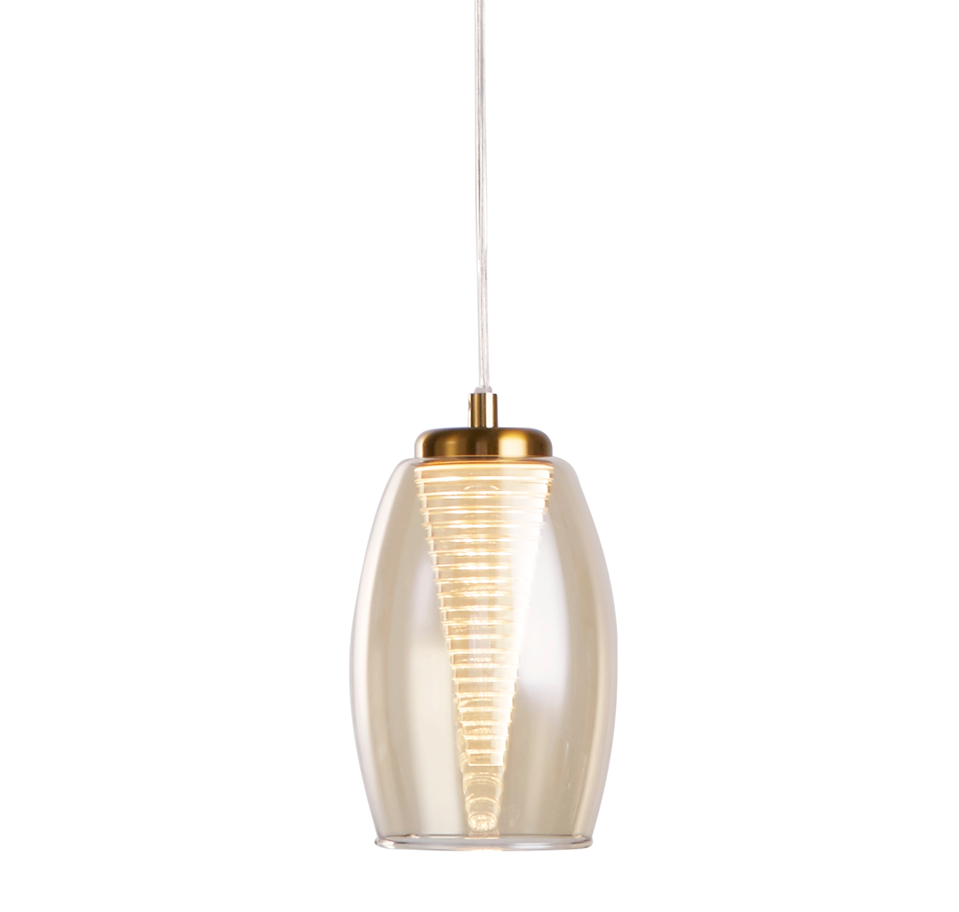 Searchlight Cyclone LED Bronze Pendant - Bronze Metal & Champagne Glass
