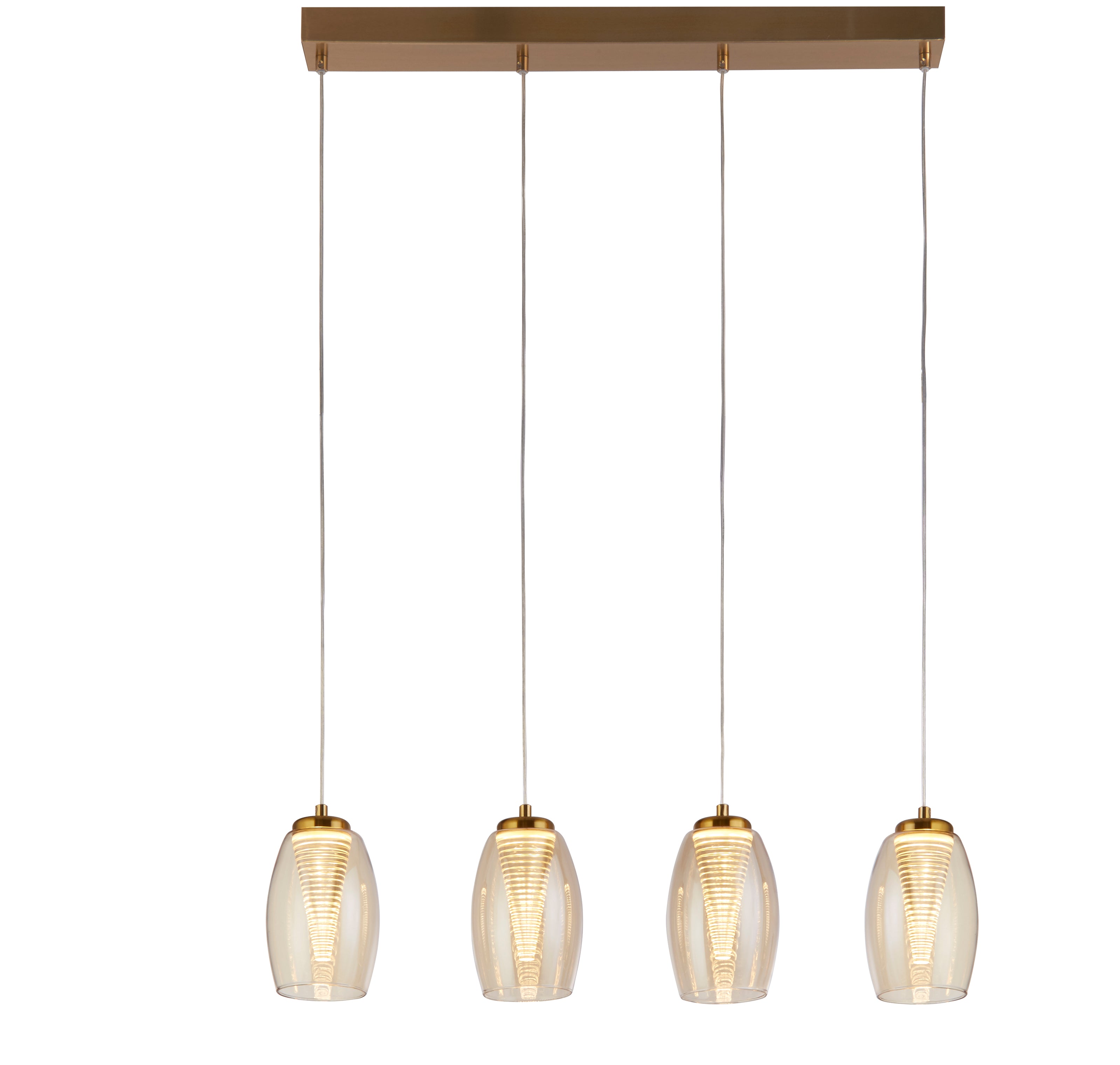 Searchlight Cyclone 4 Light Bronze LED Bar Pendant - Champagne Glass Shades