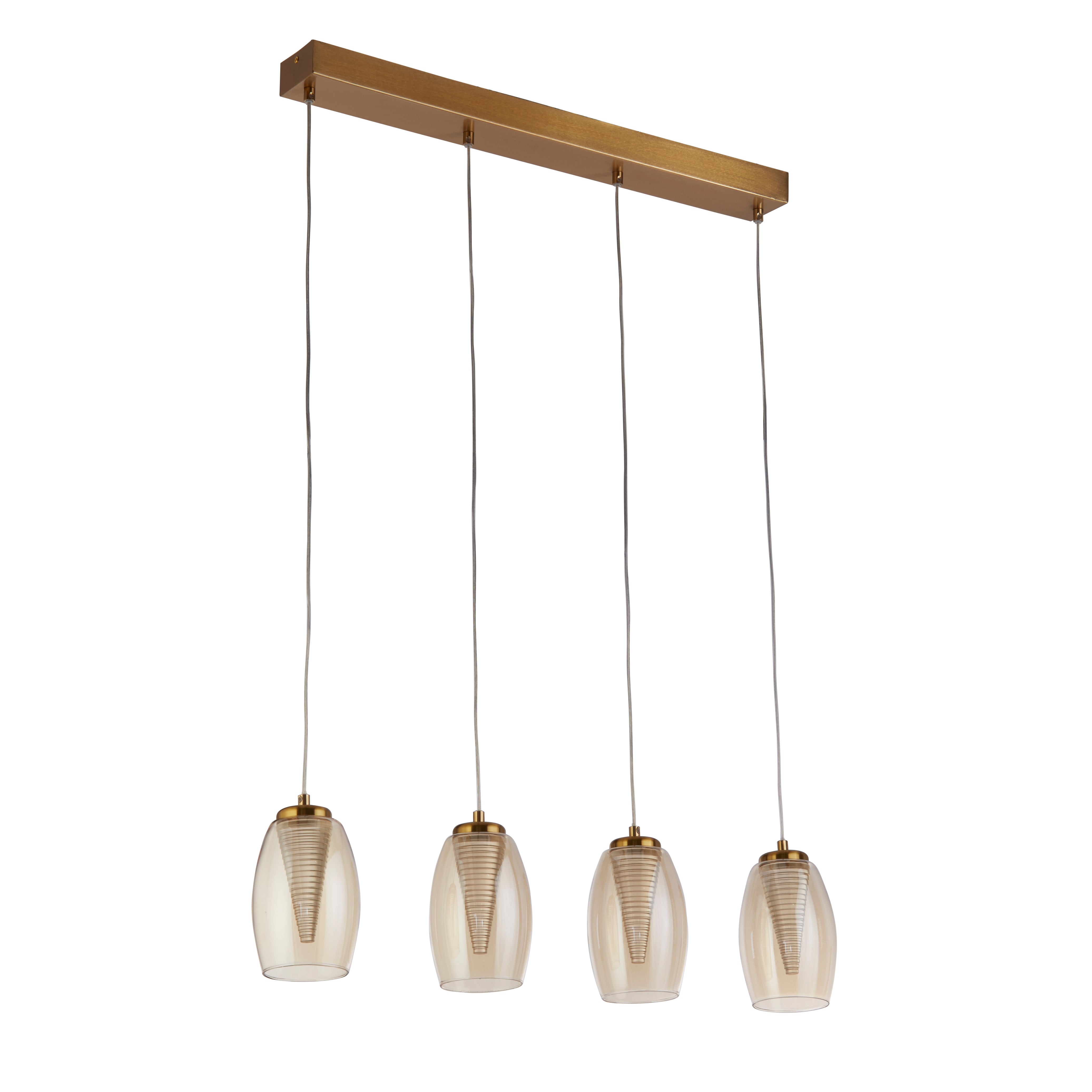 Searchlight Cyclone 4 Light Bronze LED Bar Pendant - Champagne Glass Shades