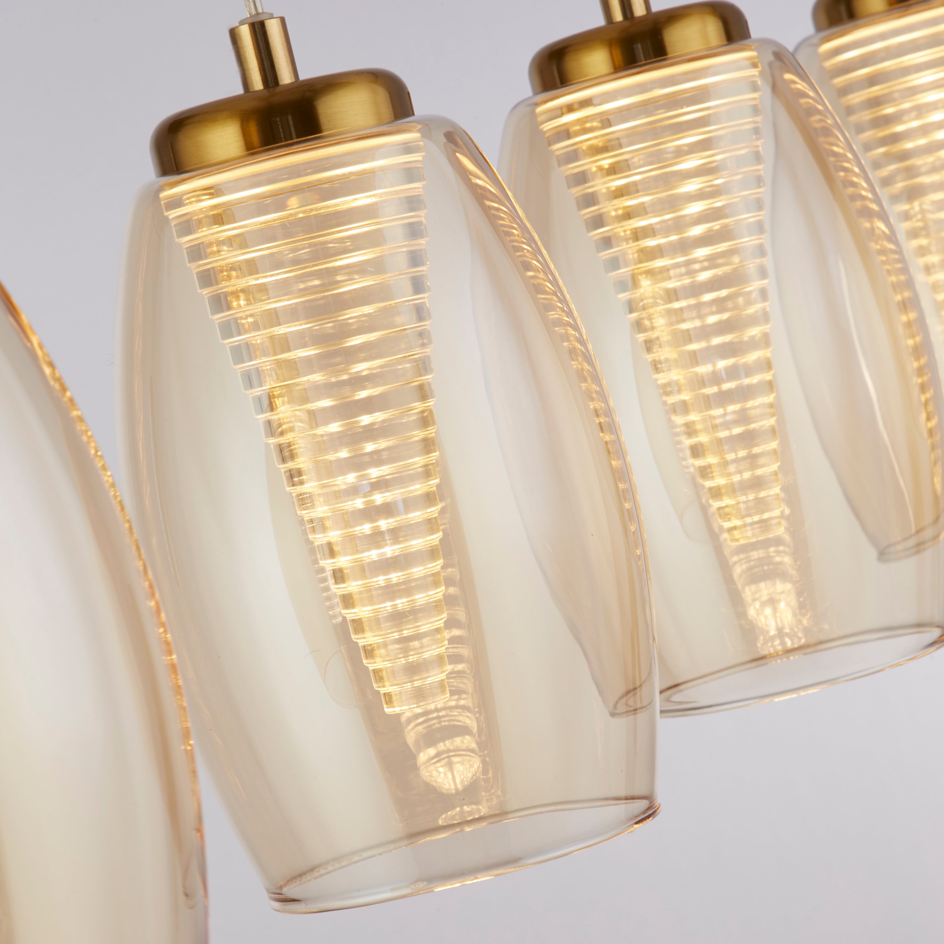 Searchlight Cyclone 4 Light Bronze LED Bar Pendant - Champagne Glass Shades