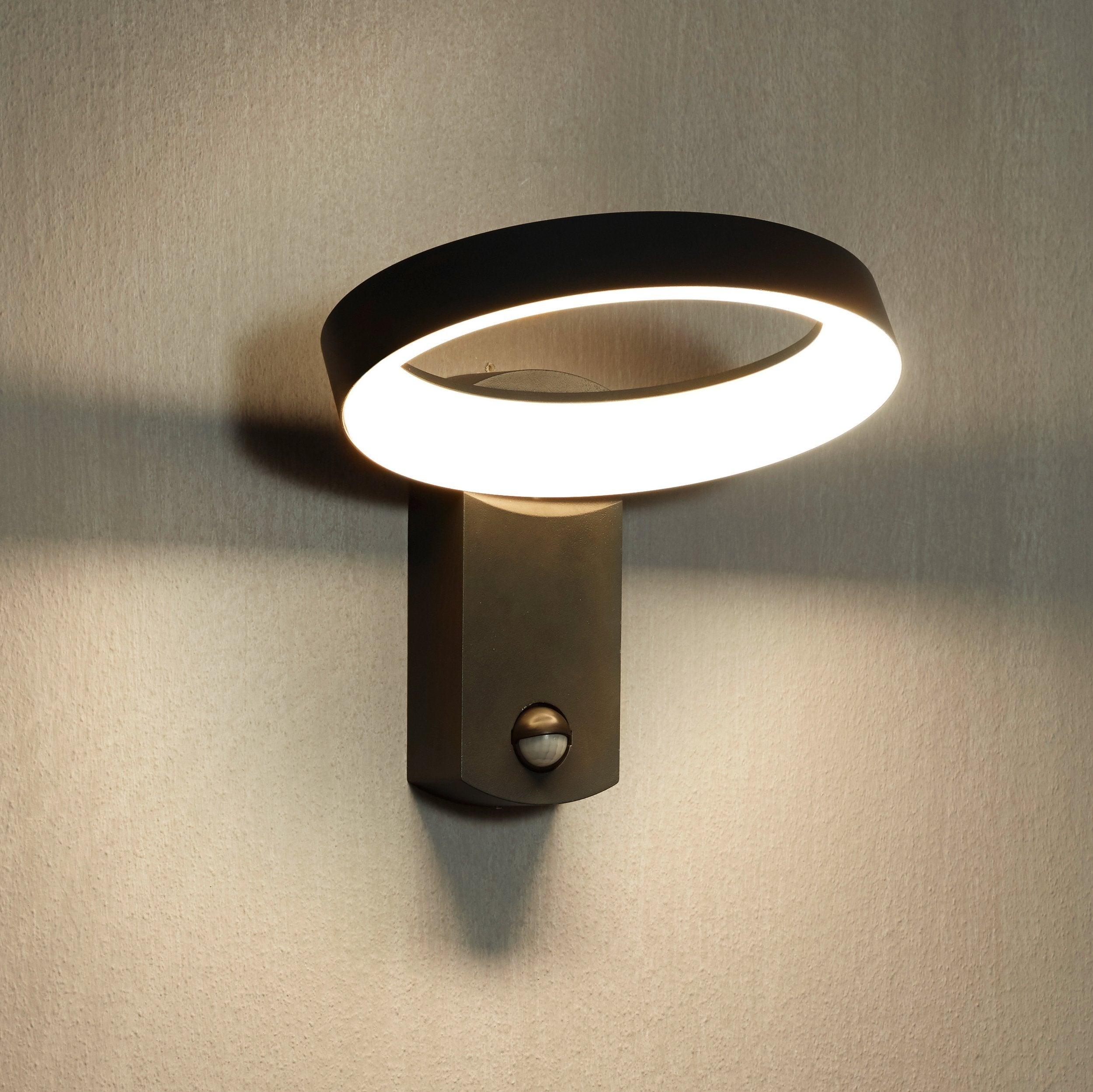 eglo pernate grey led pir outdoor wall light living room image
