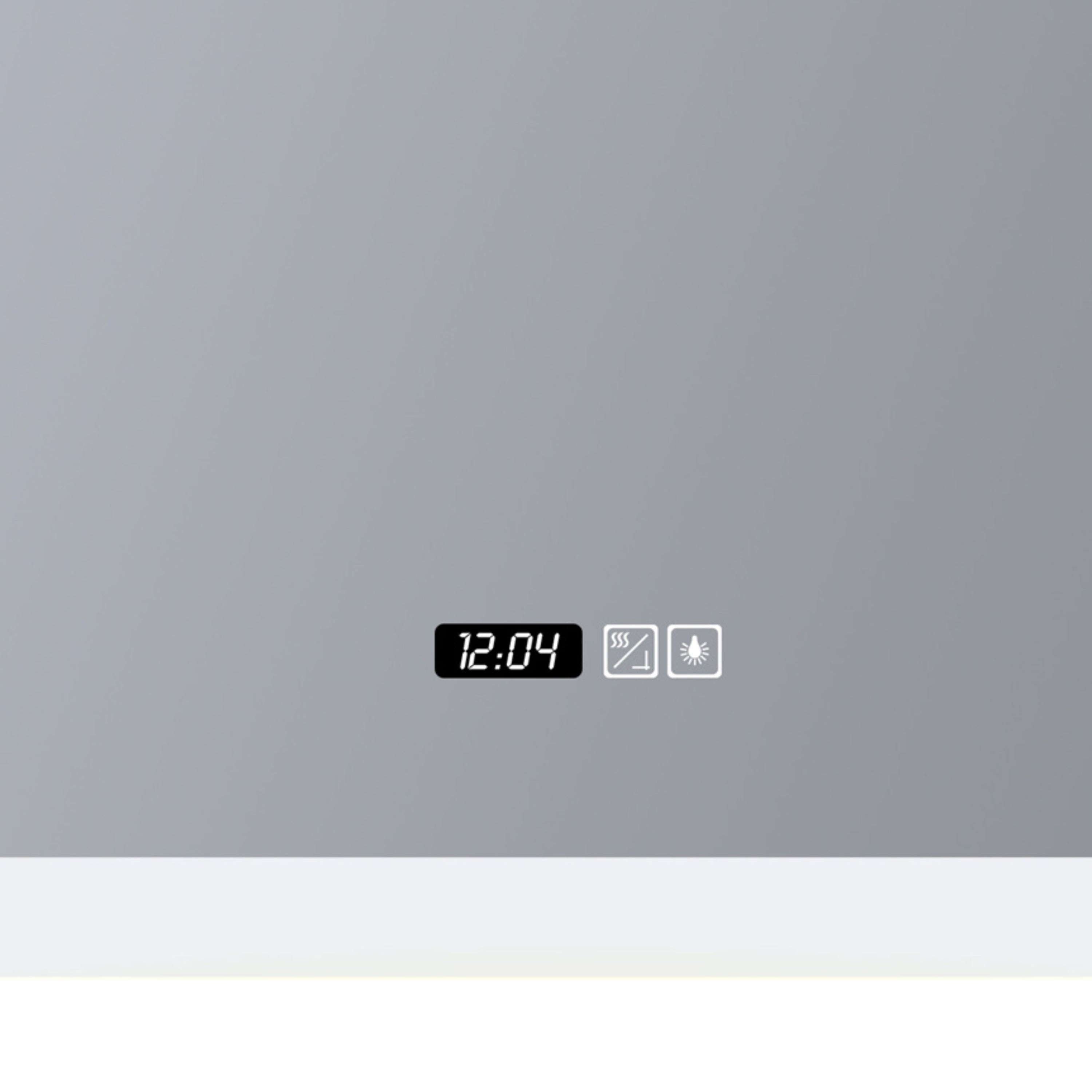 Searchlight Square Bathroom Mirror With Digital Clock & Demister Pad