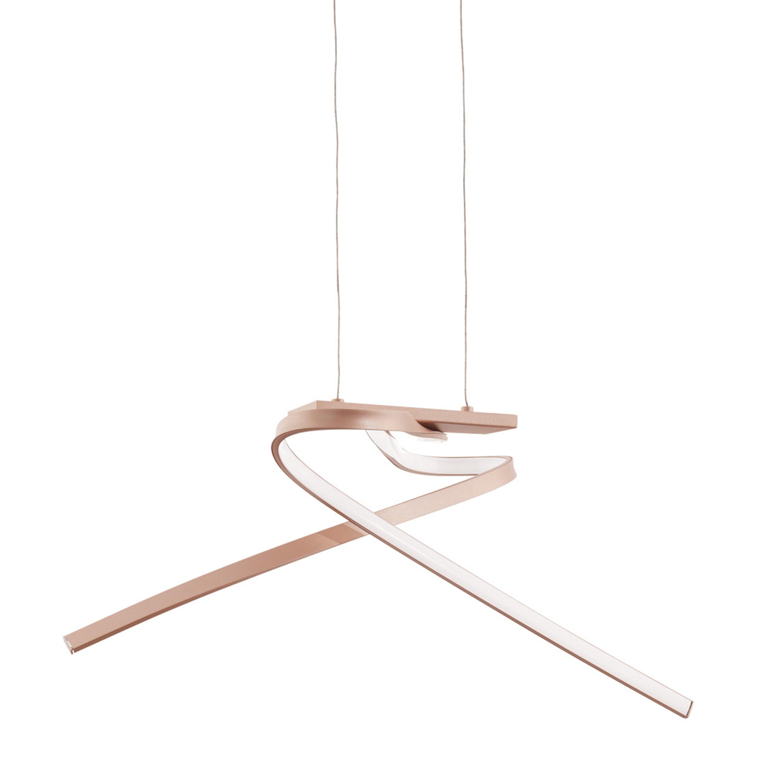 eglo palozza led rose gold curved ceiling pendant living room close up