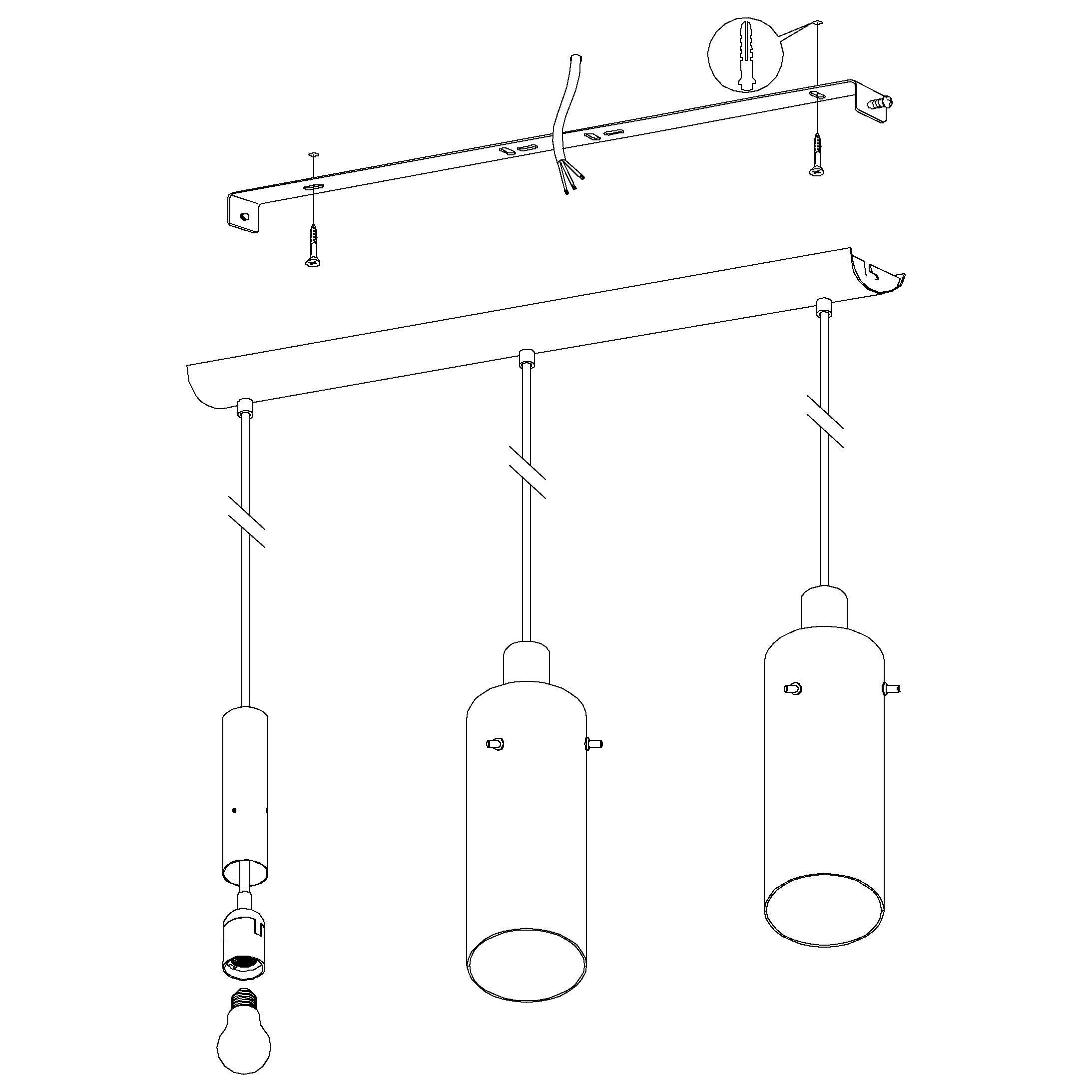 eglo montefino 3 light black clear glass cylinder pendant kitchen lighting 
