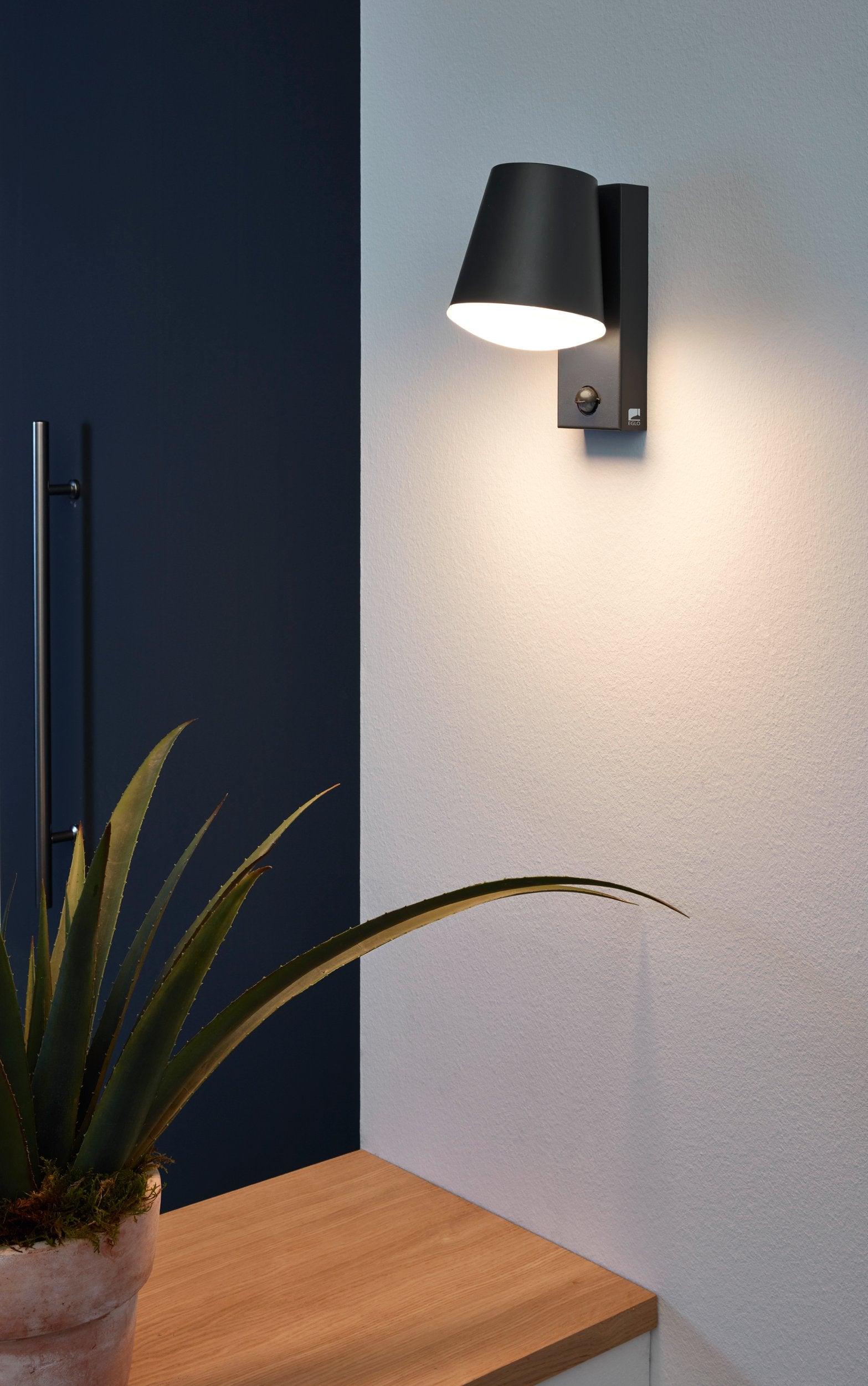 eglo caldiero ip44 grey led outdoor pir wall light hallway lighting 