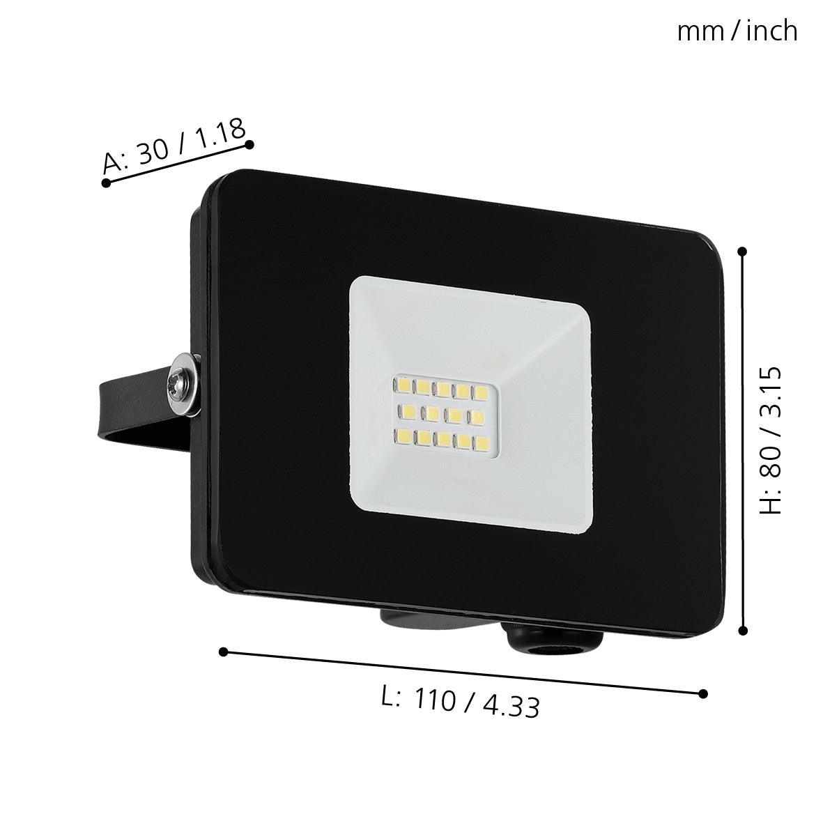 eglo faedo 3 ip65 outdoor led black flood light 10w living room close up