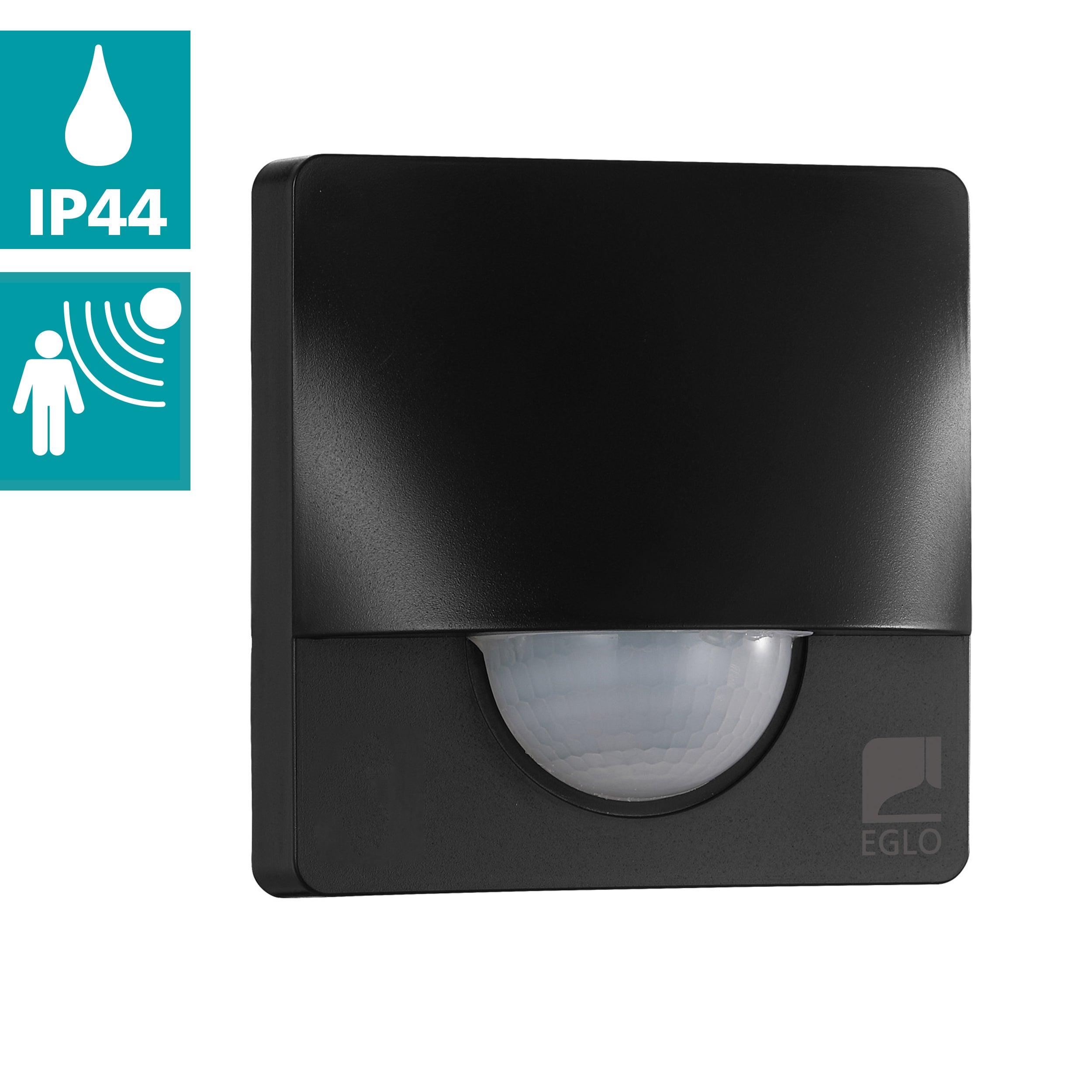 eglo detect me 3 ip44 black square pir light sensor living room image