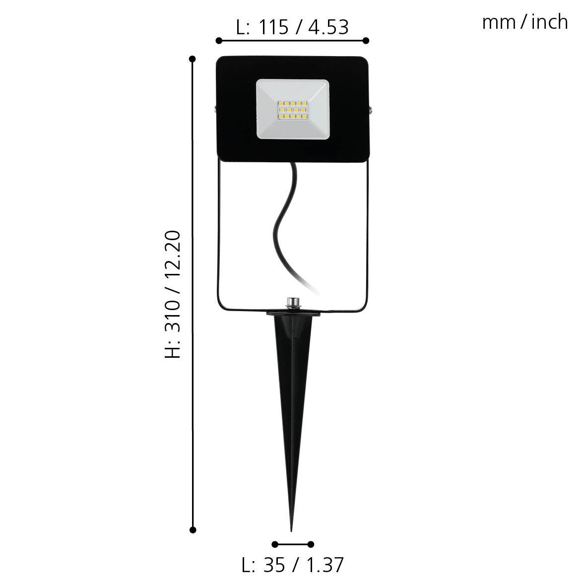 eglo faedo 4 ip65 led black ground spike flood light kitchen lighting 
