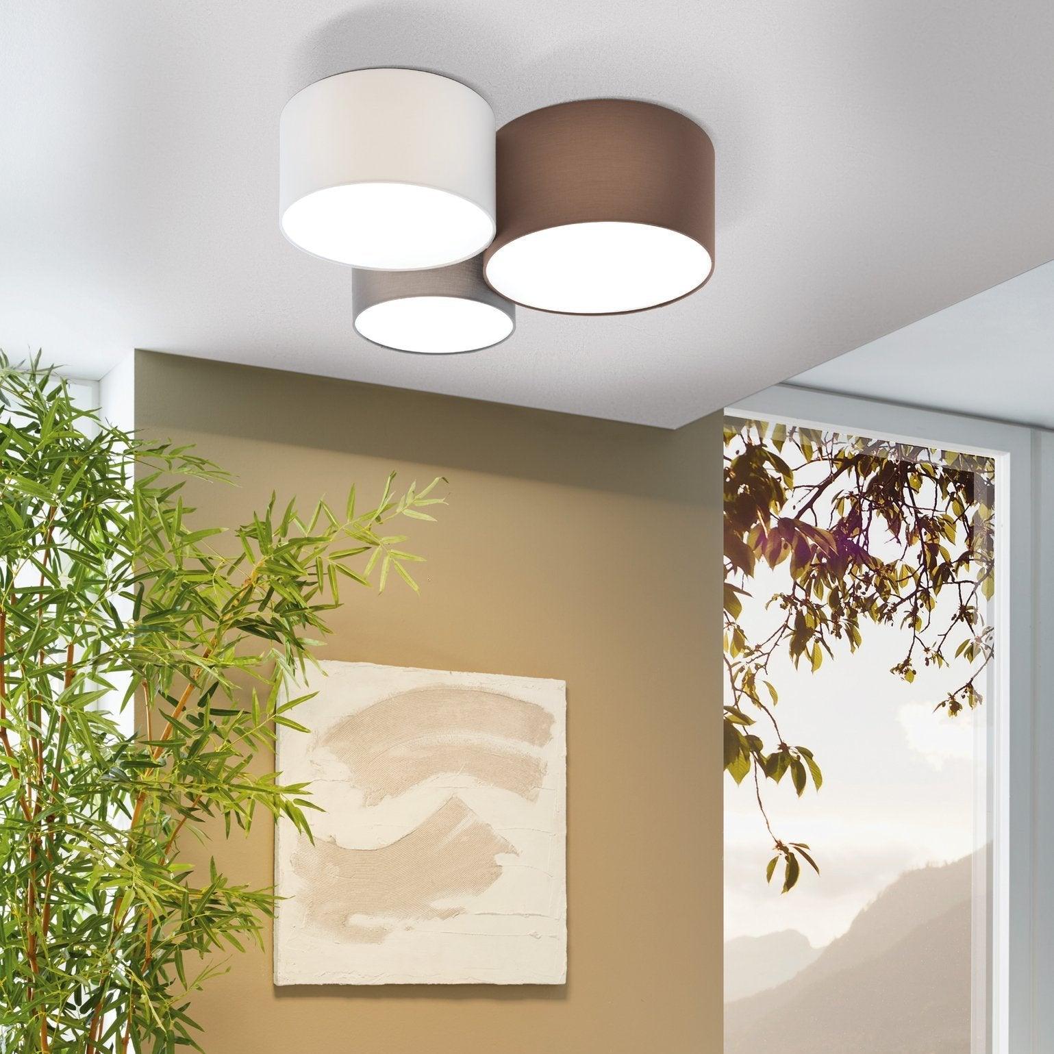 eglo pastore flush 3 shade ceiling light grey white brown