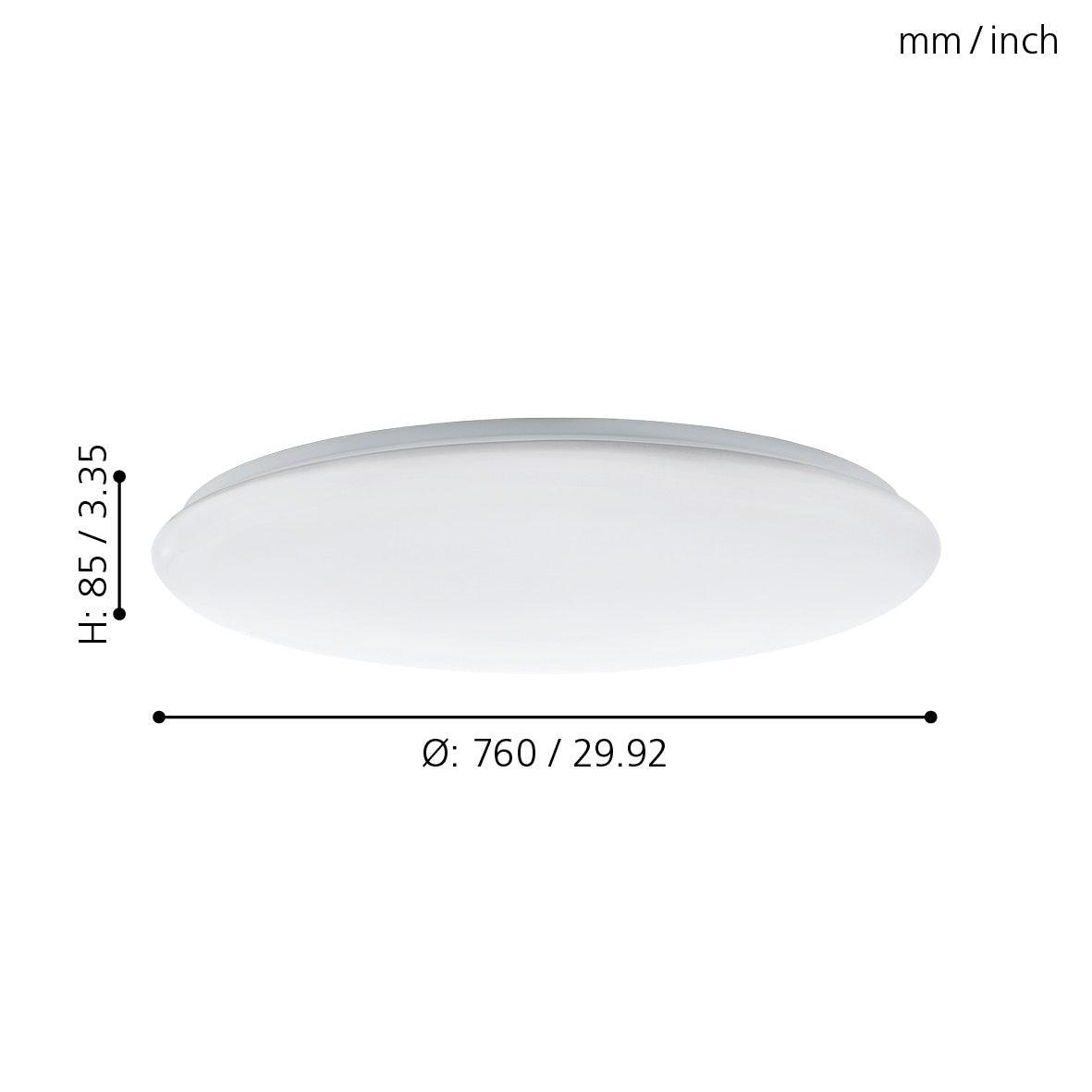 eglo giron white flush 76cm led ceiling light remote controlled hallway lighting 