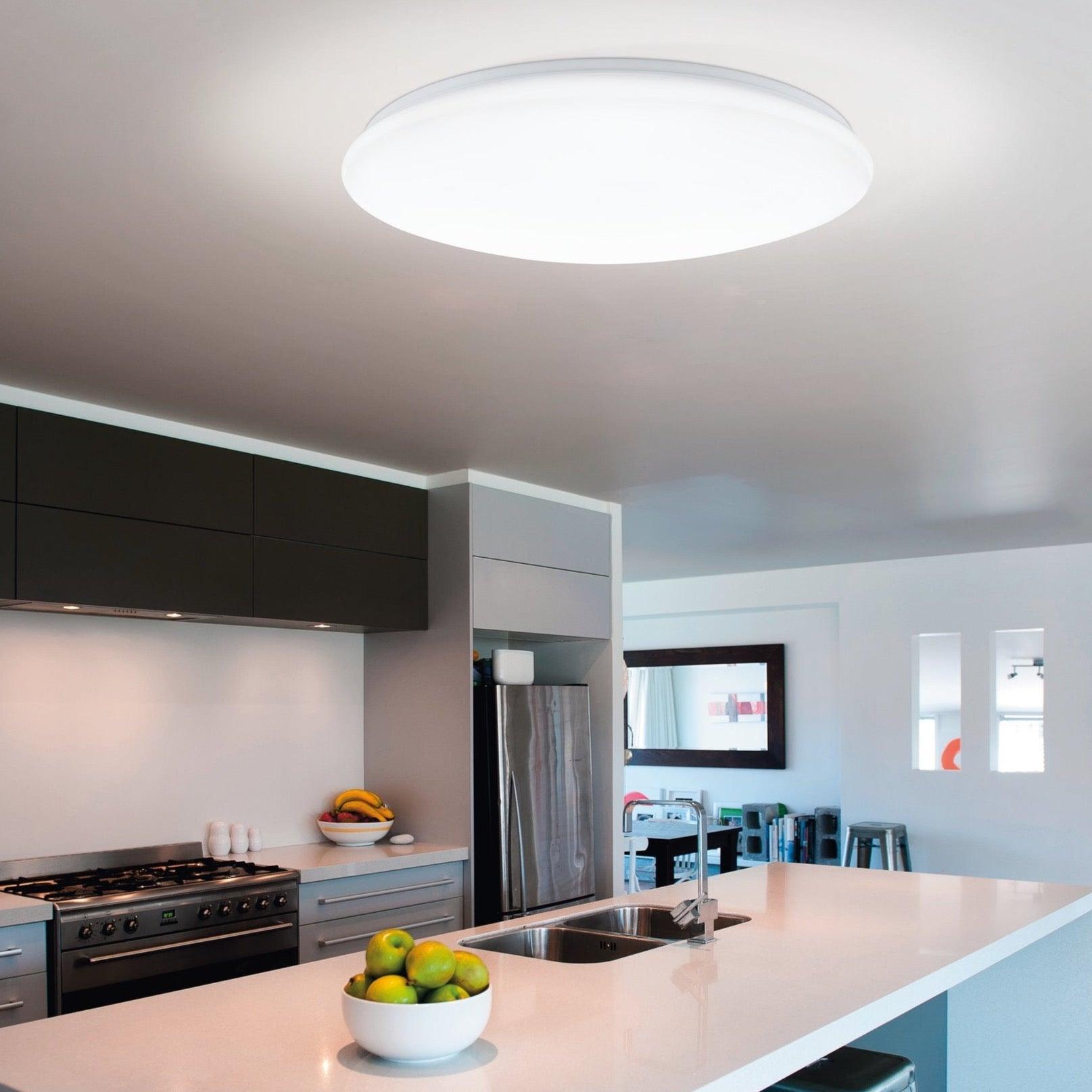 eglo giron flush white led ceiling light 100cm