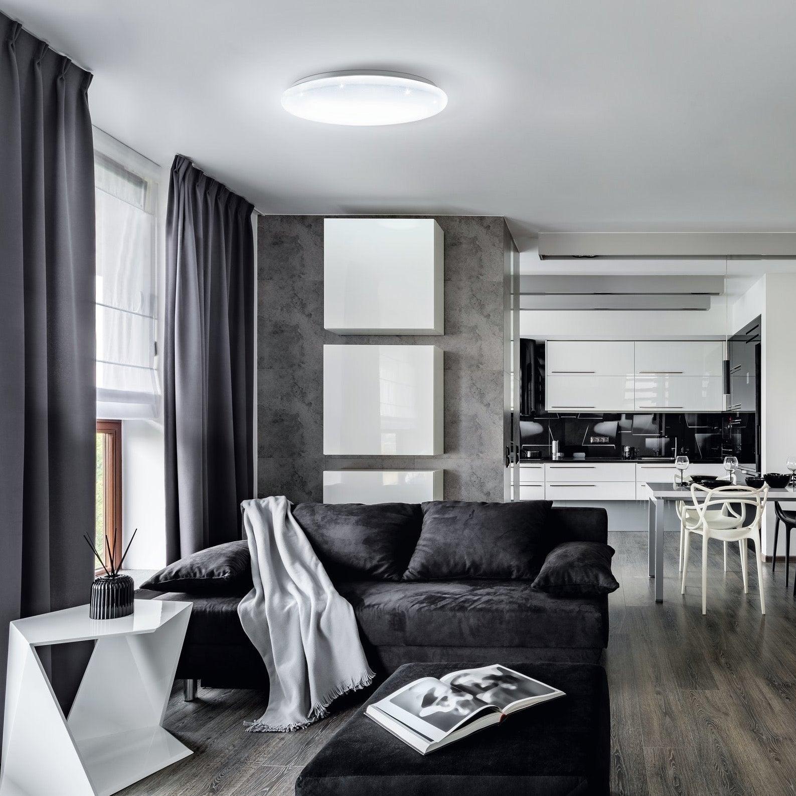eglo giron s led flush ceiling light with remote control 57cm living room image