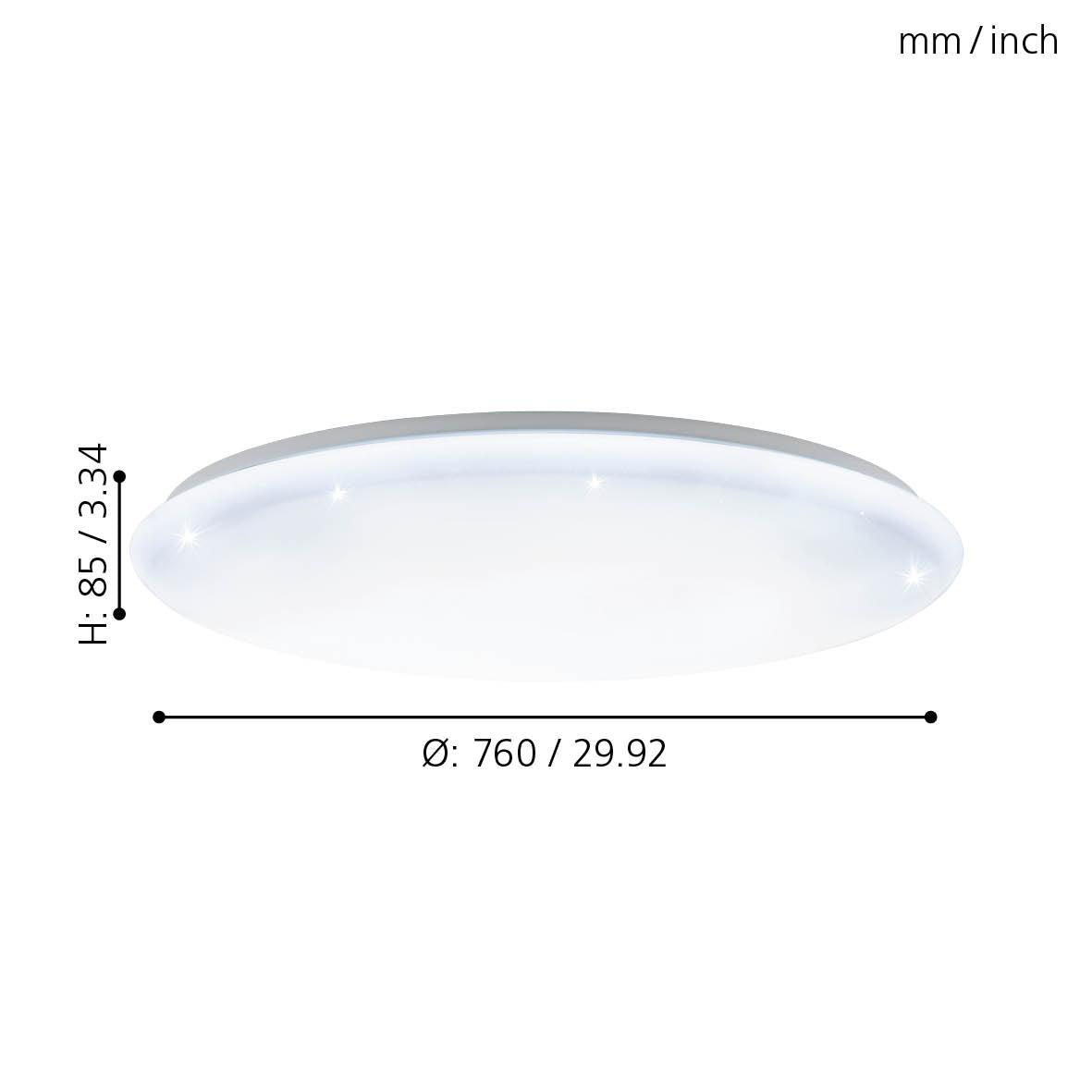 eglo giron s led flush ceiling light with remote control 76cm kitchen lighting 