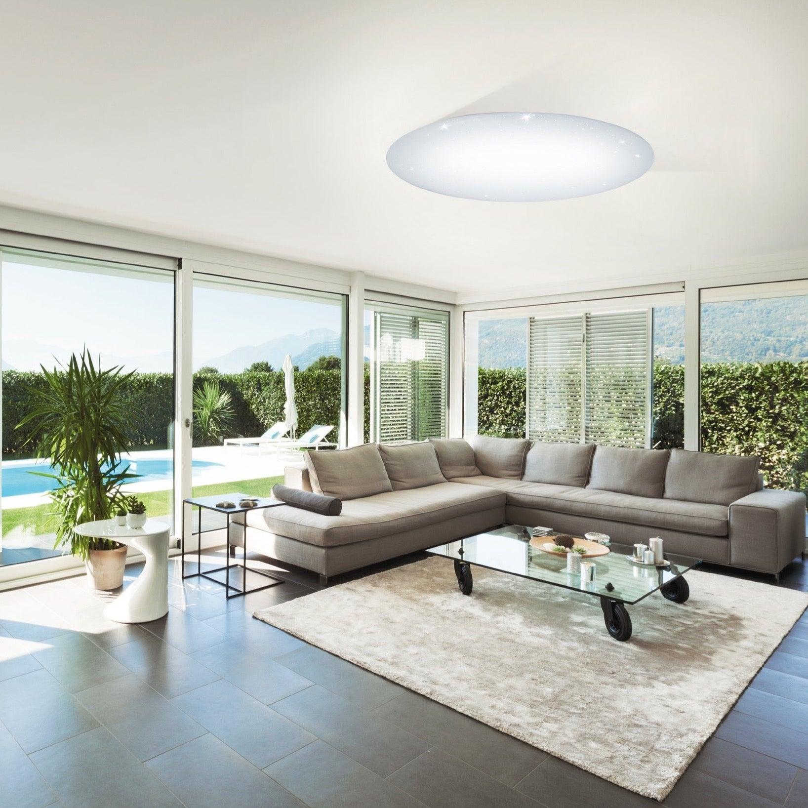 eglo giron s led flush ceiling light with remote control 100cm