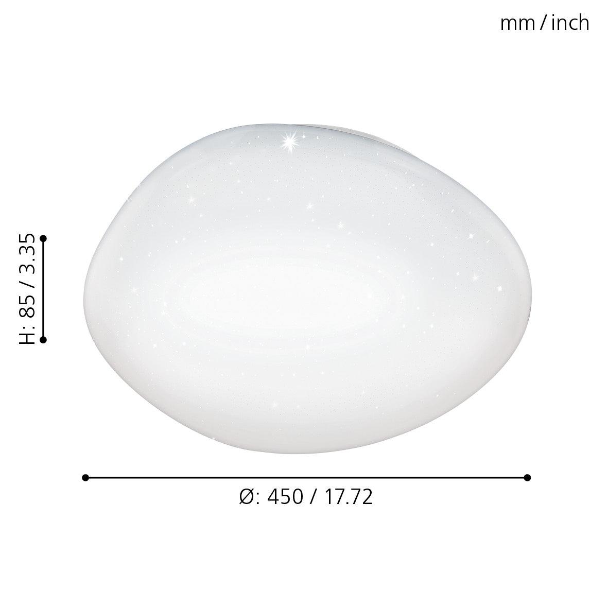 eglo sileras sparkling effect led flush ceiling light 45cm living room image